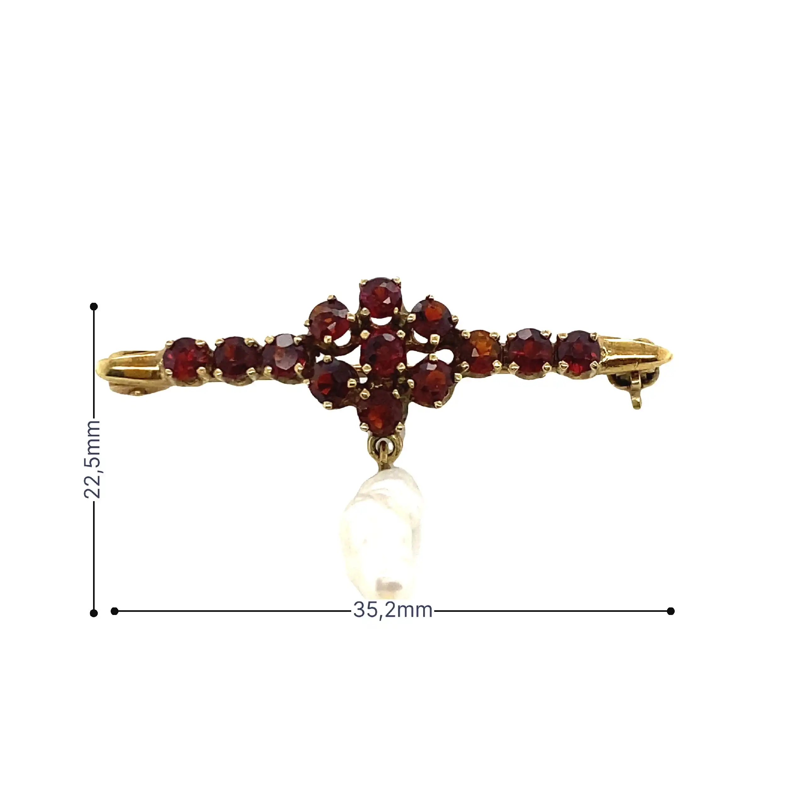 Granatbrosche mit Perle Granatbrosche mit Perle