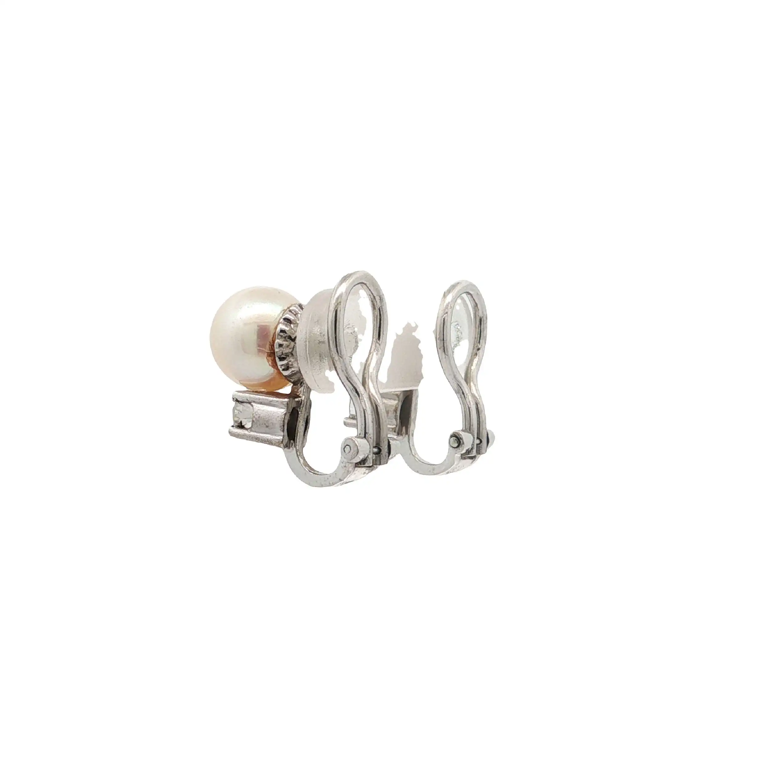 Ohrclips Weißgold mit Perle & Brillanten