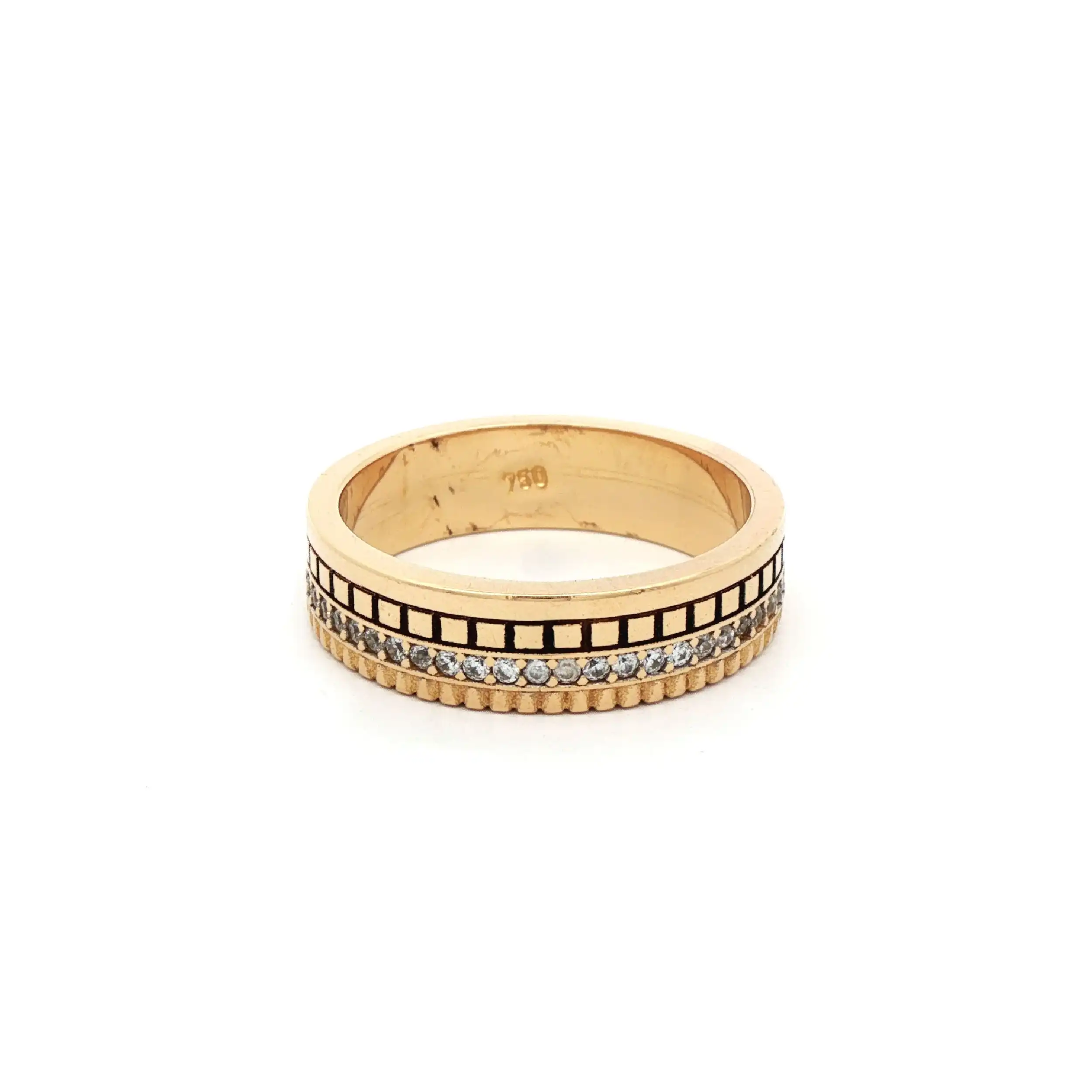 Ring Gelbgold 4-Reihig mit Zirkonia und Mustern Ring Gelbgold 4-Reihig mit Zirkonia und Mustern
