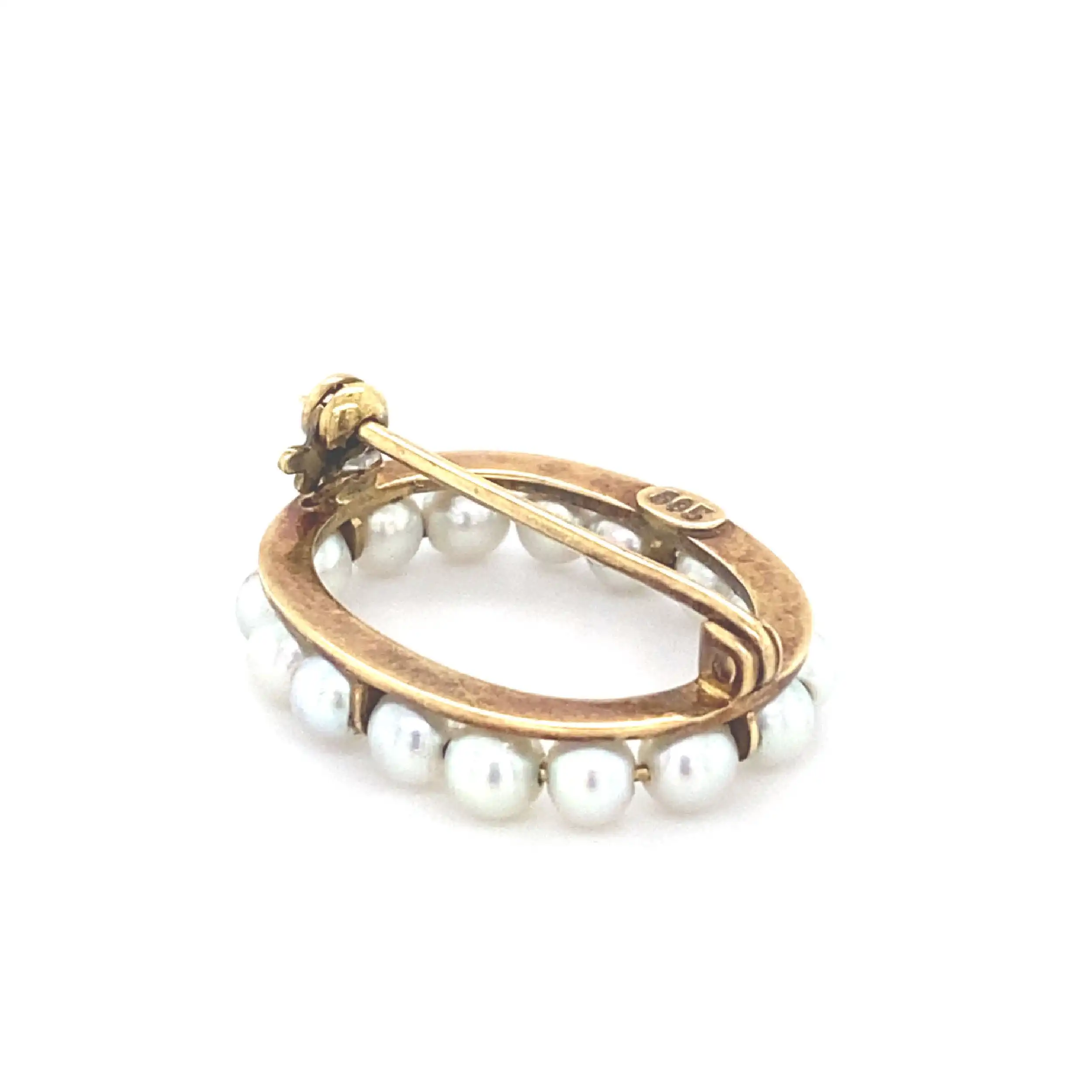 Brosche Gelbgold mit Perlen Brosche Gelbgold mit Perlen