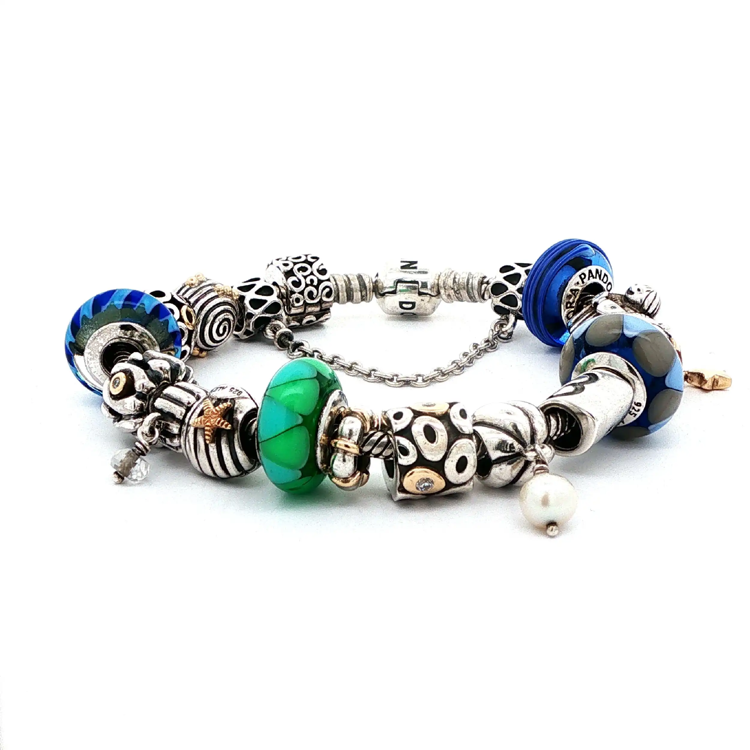 Armband Silber/ Gold Pandora mit 20 Charms