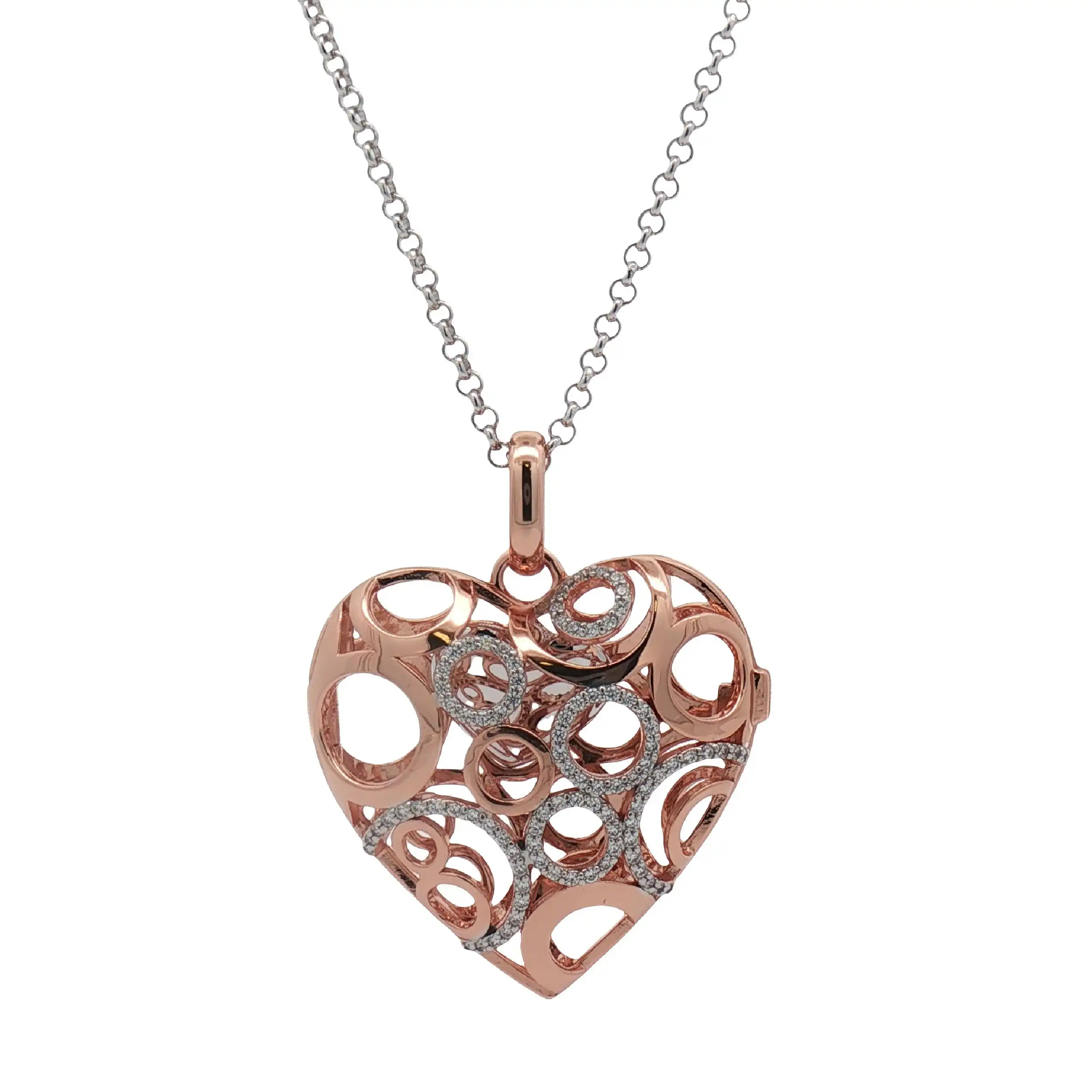 Kette mit Anhänger Herz Silber Bicolor mit Zirkonia Kette mit Anhänger Herz Silber Bicolor mit Zirkonia