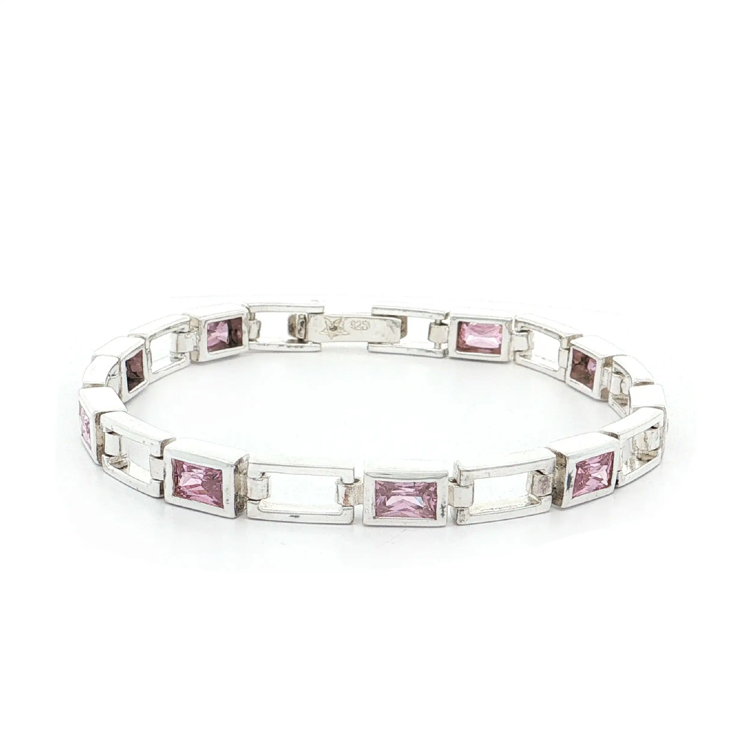 Armband Silber mit rosa Farbsteinen