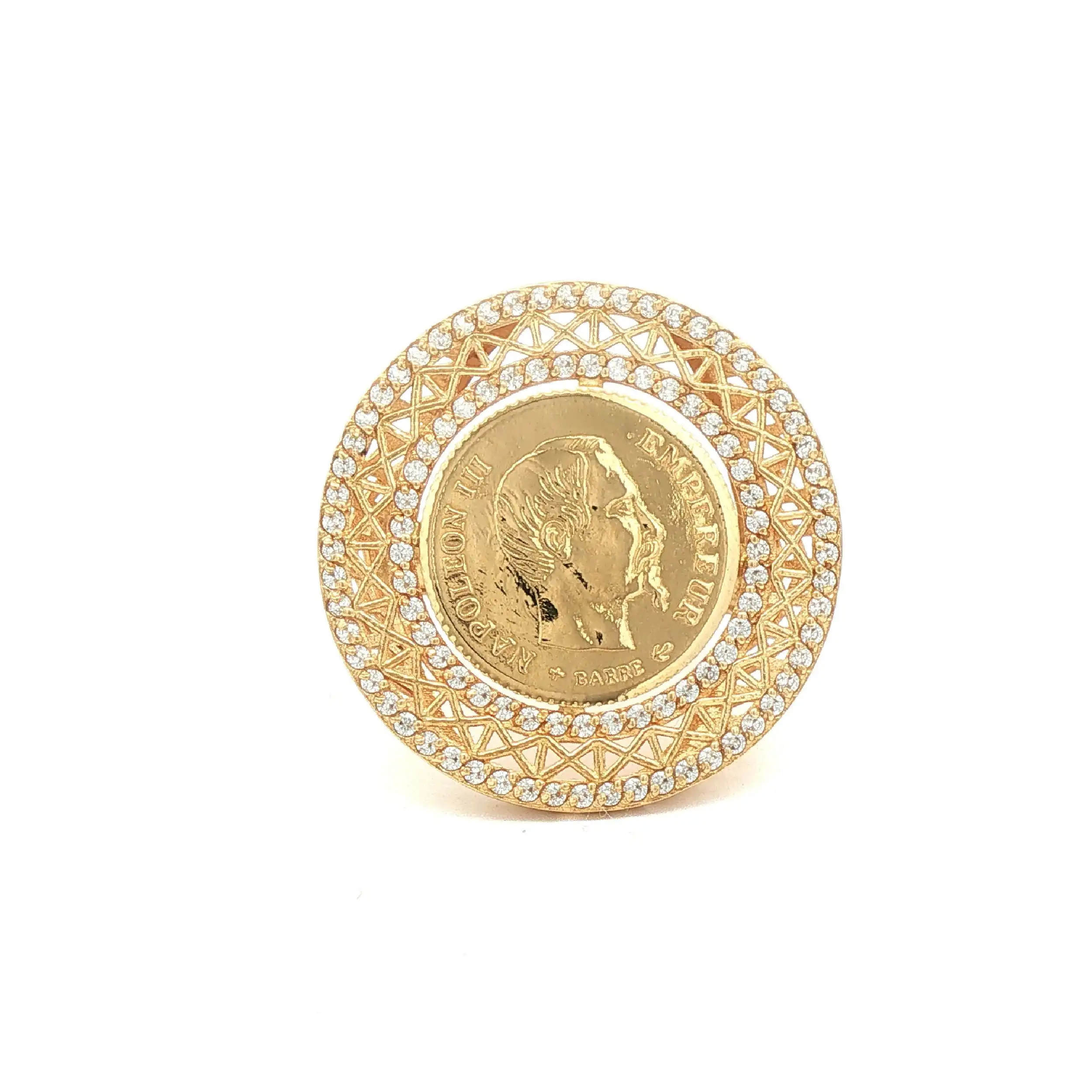 Ring Gelbgold mit Münze und Zirkonia