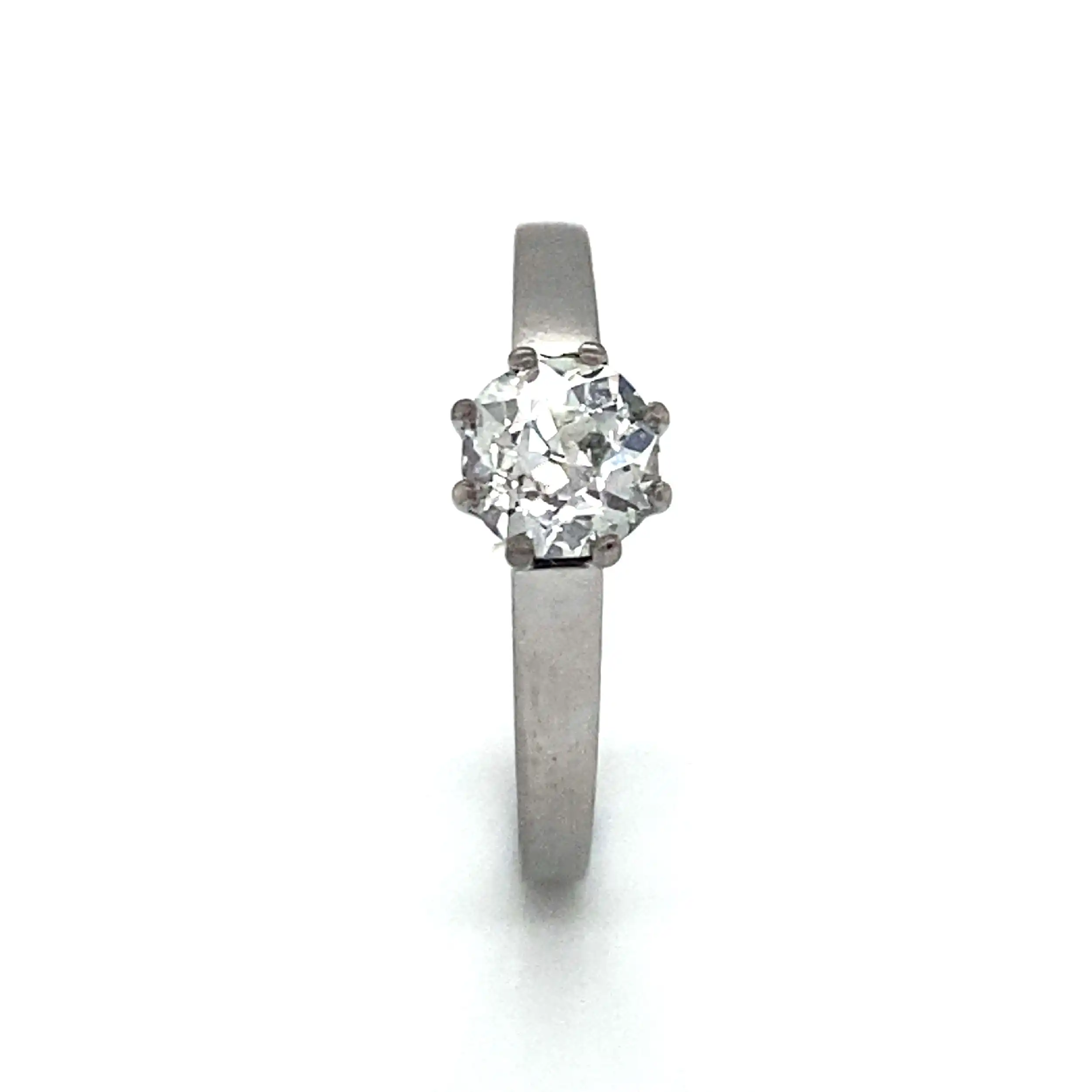Ring Weißgold mit Altschliff Diamant, mattiert Ring Weißgold mit Altschliff Diamant, mattiert