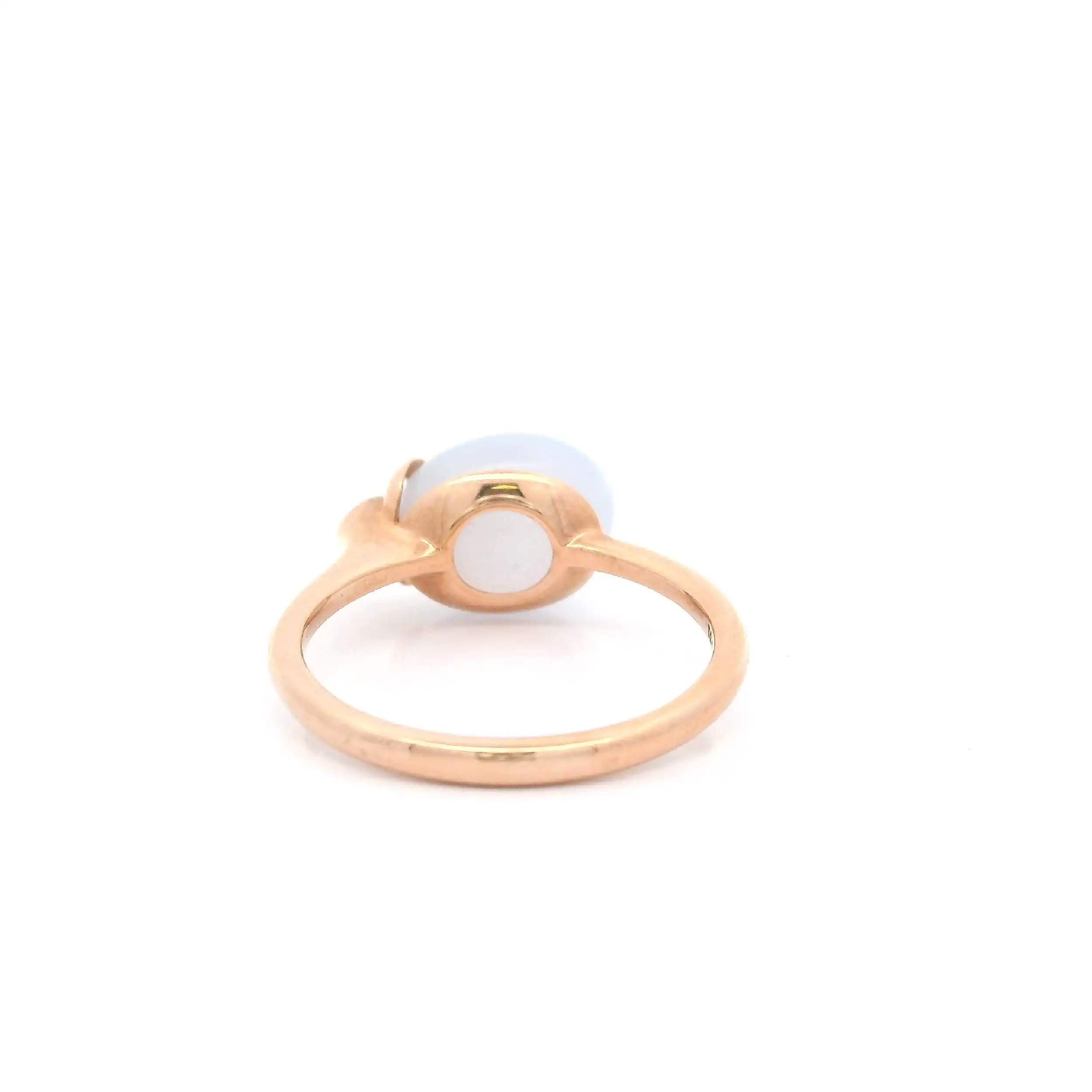 Ring Roségold mit Brillant und Chalcedon Cabochon mit 0,01ct graviert