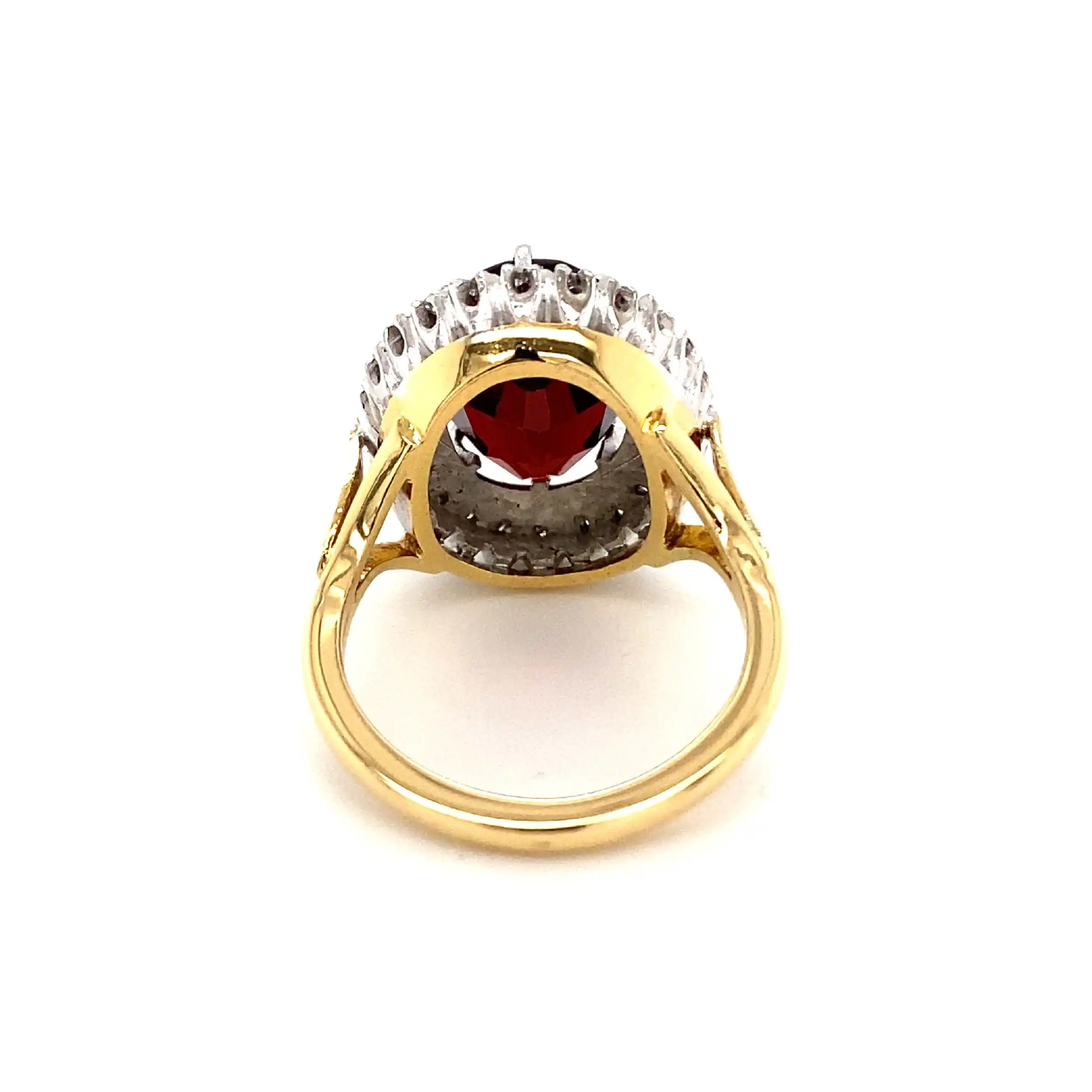 Ring Bicolor mit rotem Farbstein & Diamanten Ring Bicolor mit rotem Farbstein & Diamanten