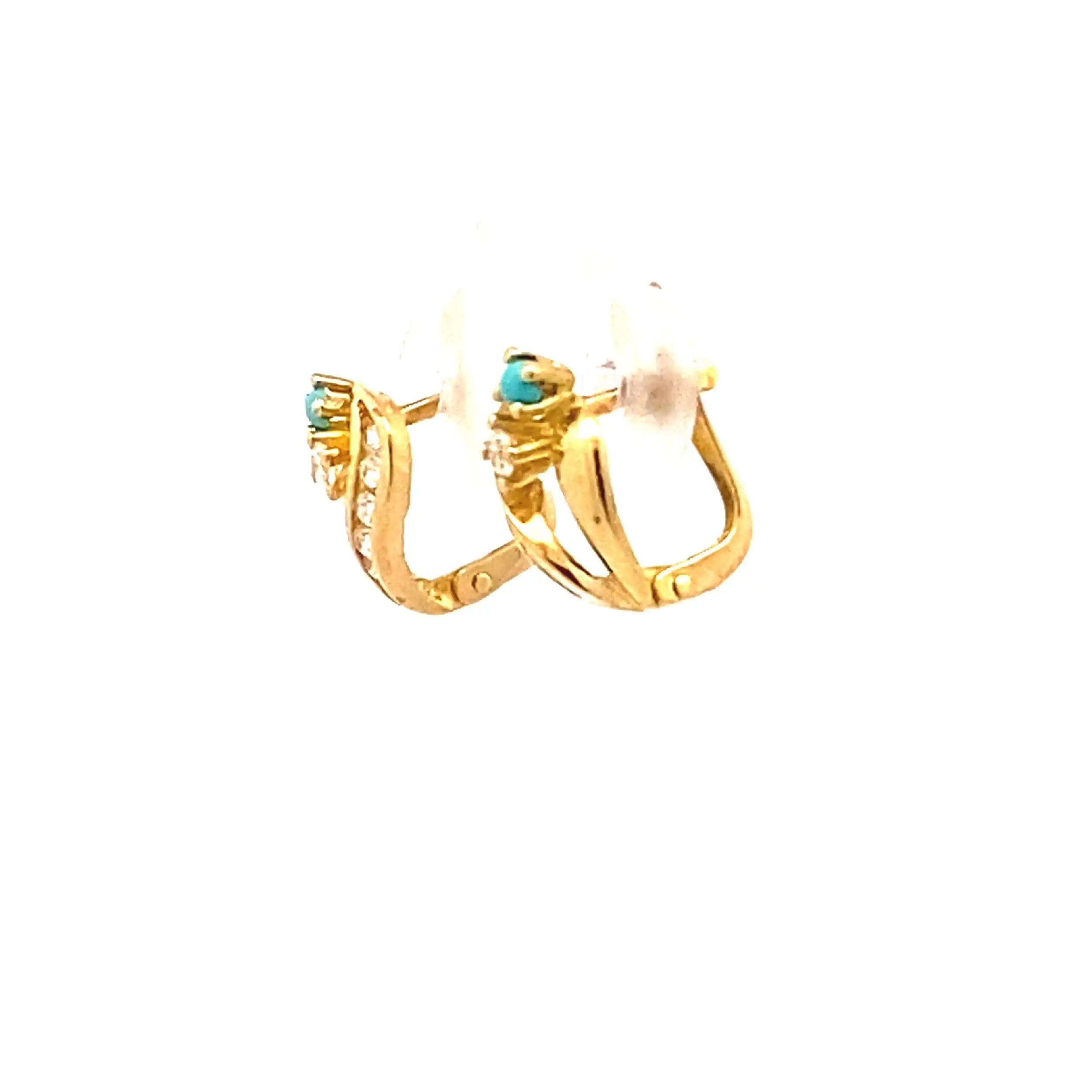 Creolen Gelbgold mit Zirkonia und türkisen Farbsteinen