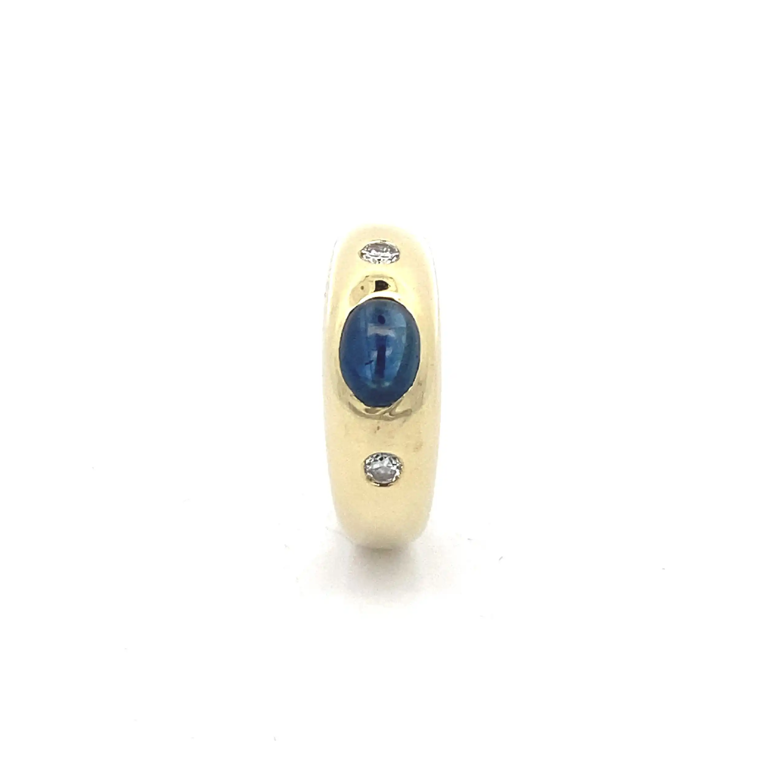 Ring Gelbgold mit Saphir Cabochon und Brillanten