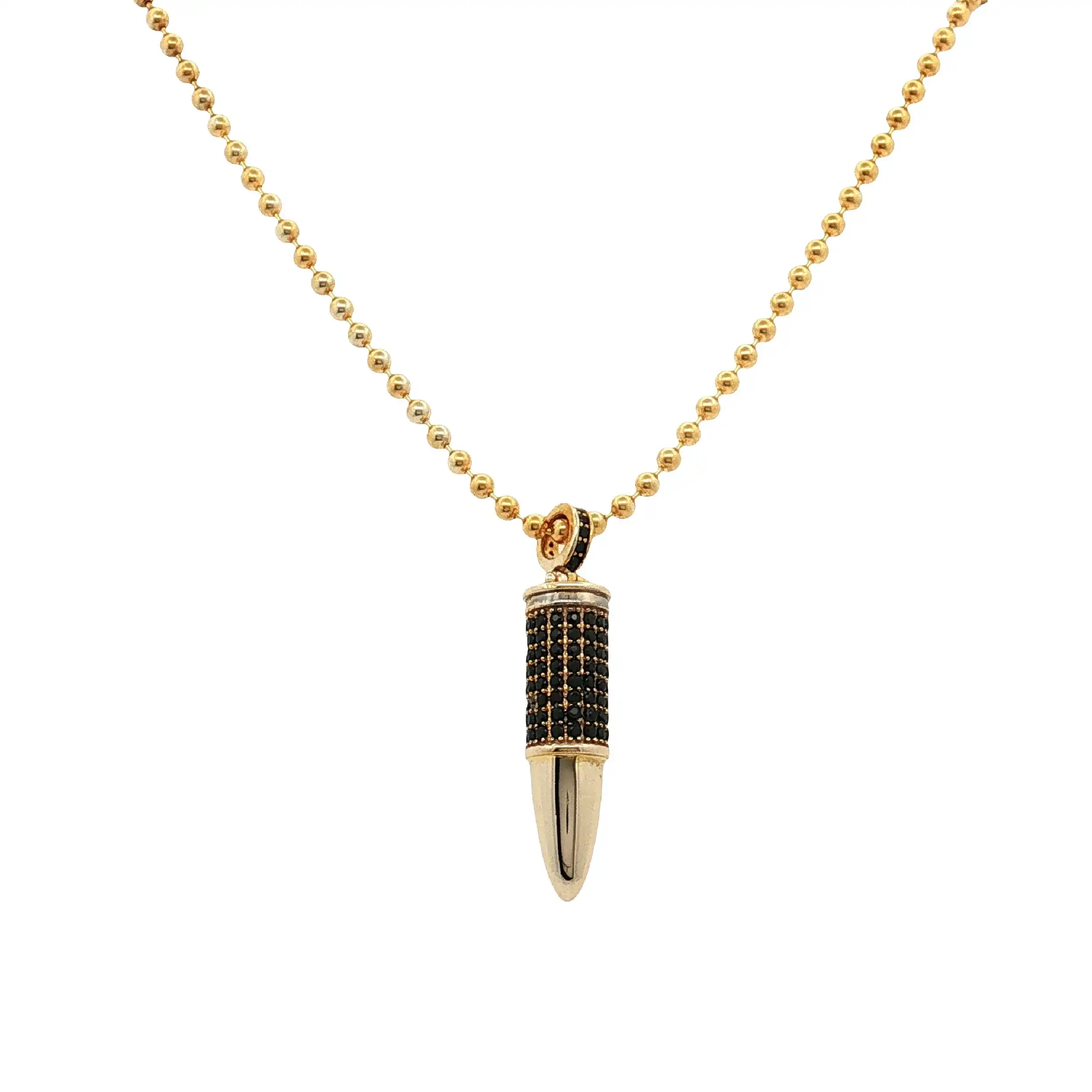 Kugelkette Gelbgold mit Anhänger mit schwarzen Zirkonia