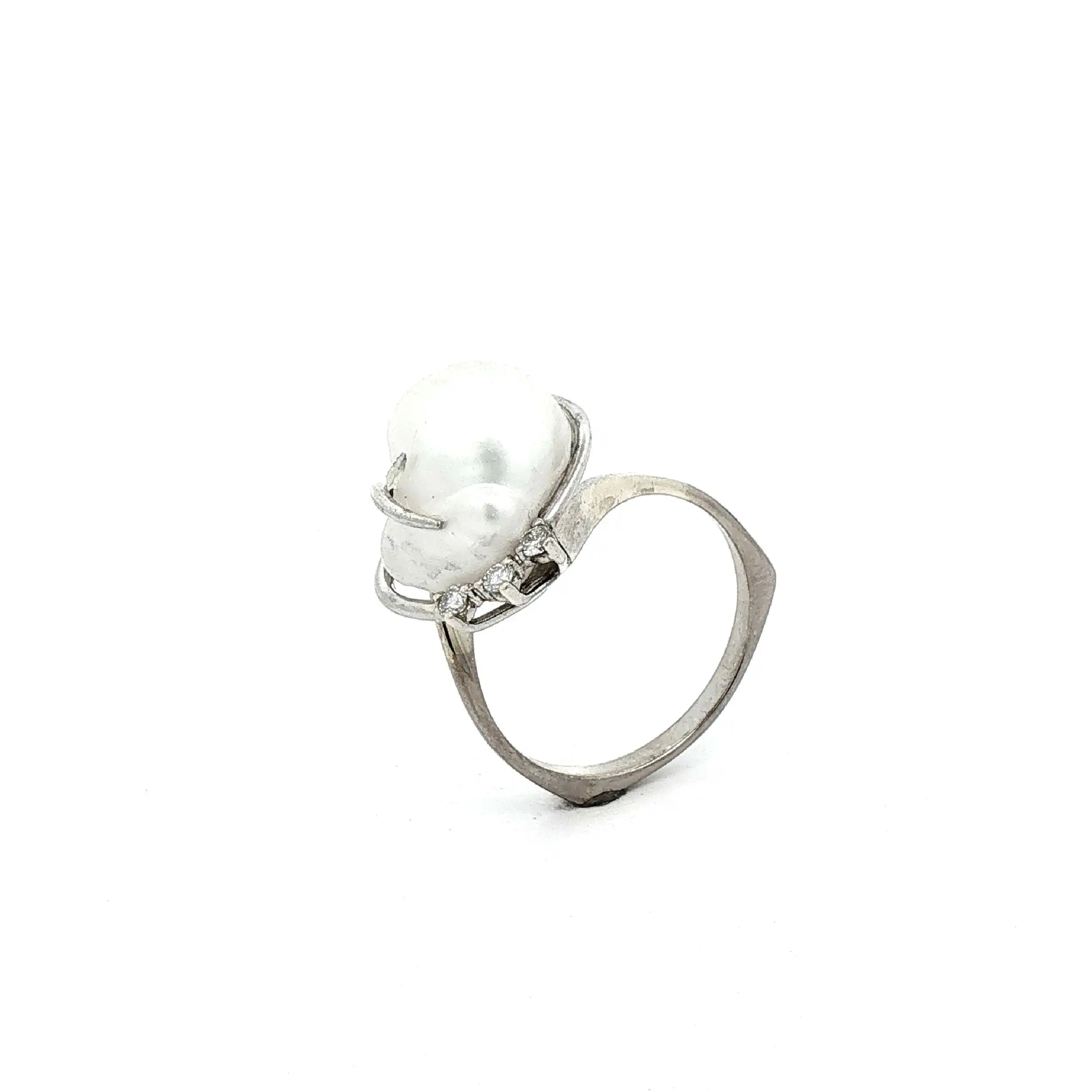 Ring Weißgold mit Mabeperle und Brillanten