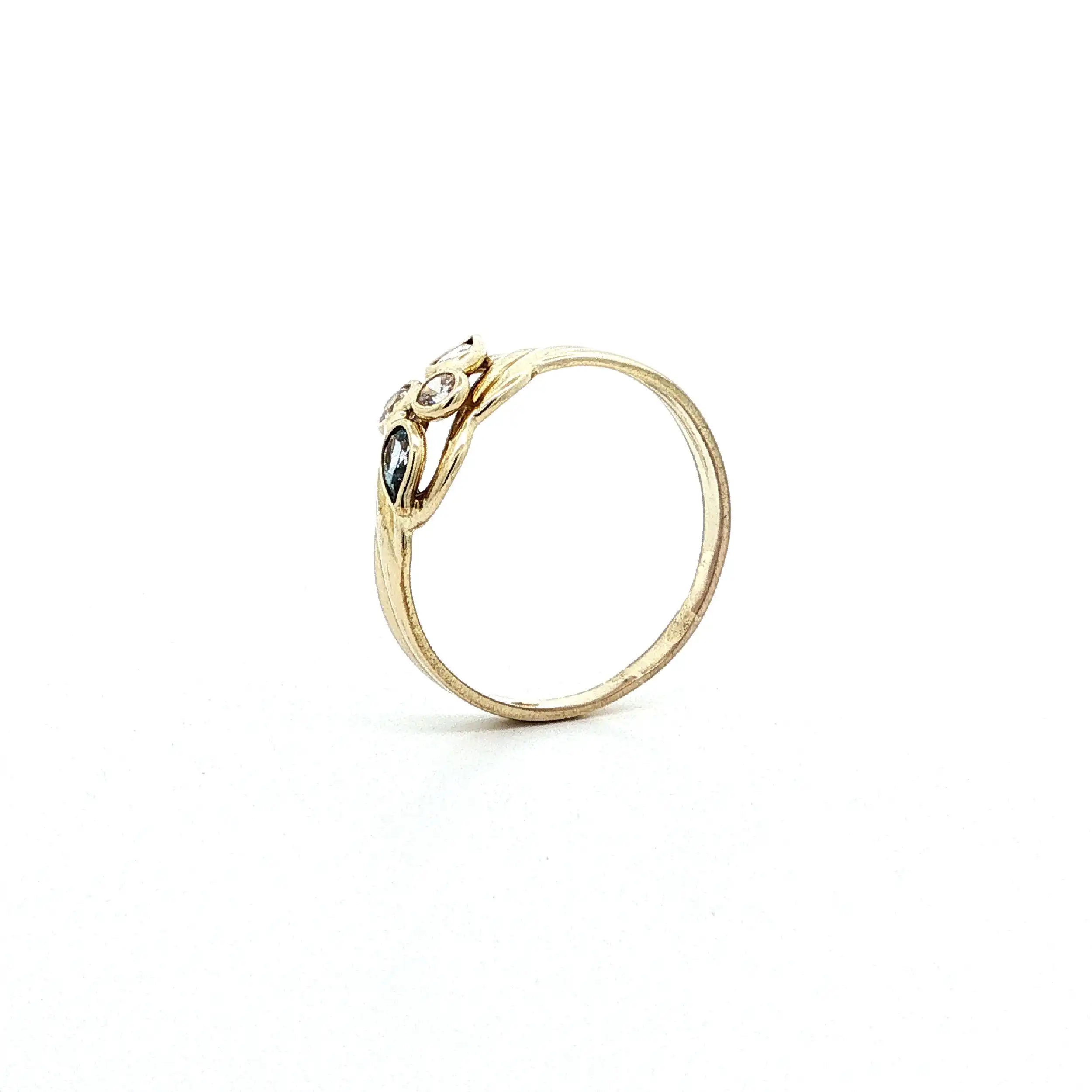 Ring Gelbgold mit hellblauen Farbsteinen & Zirkonia