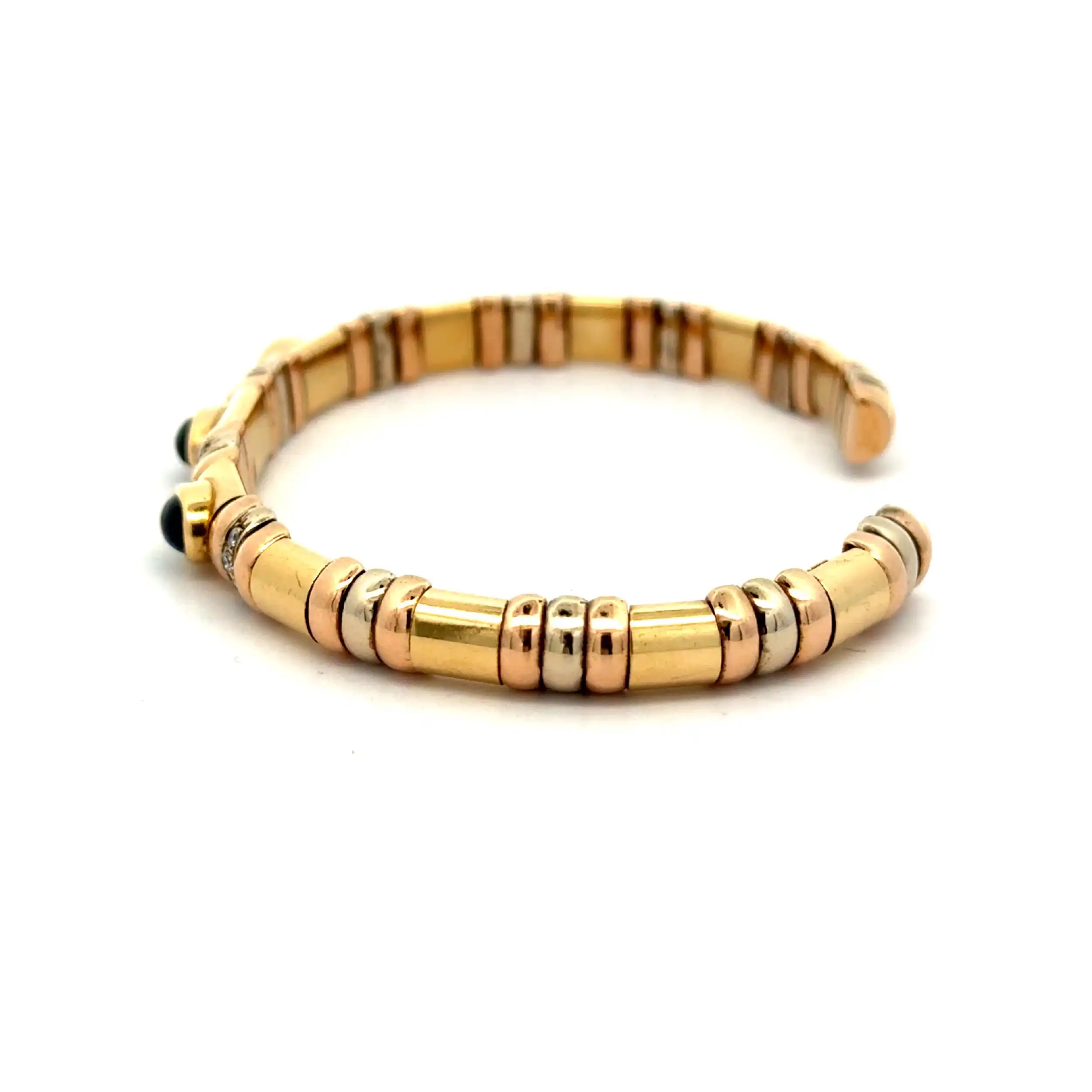 Armreif/ Spange Tricolor mit Saphir Cabochonsteinen & Brillanten