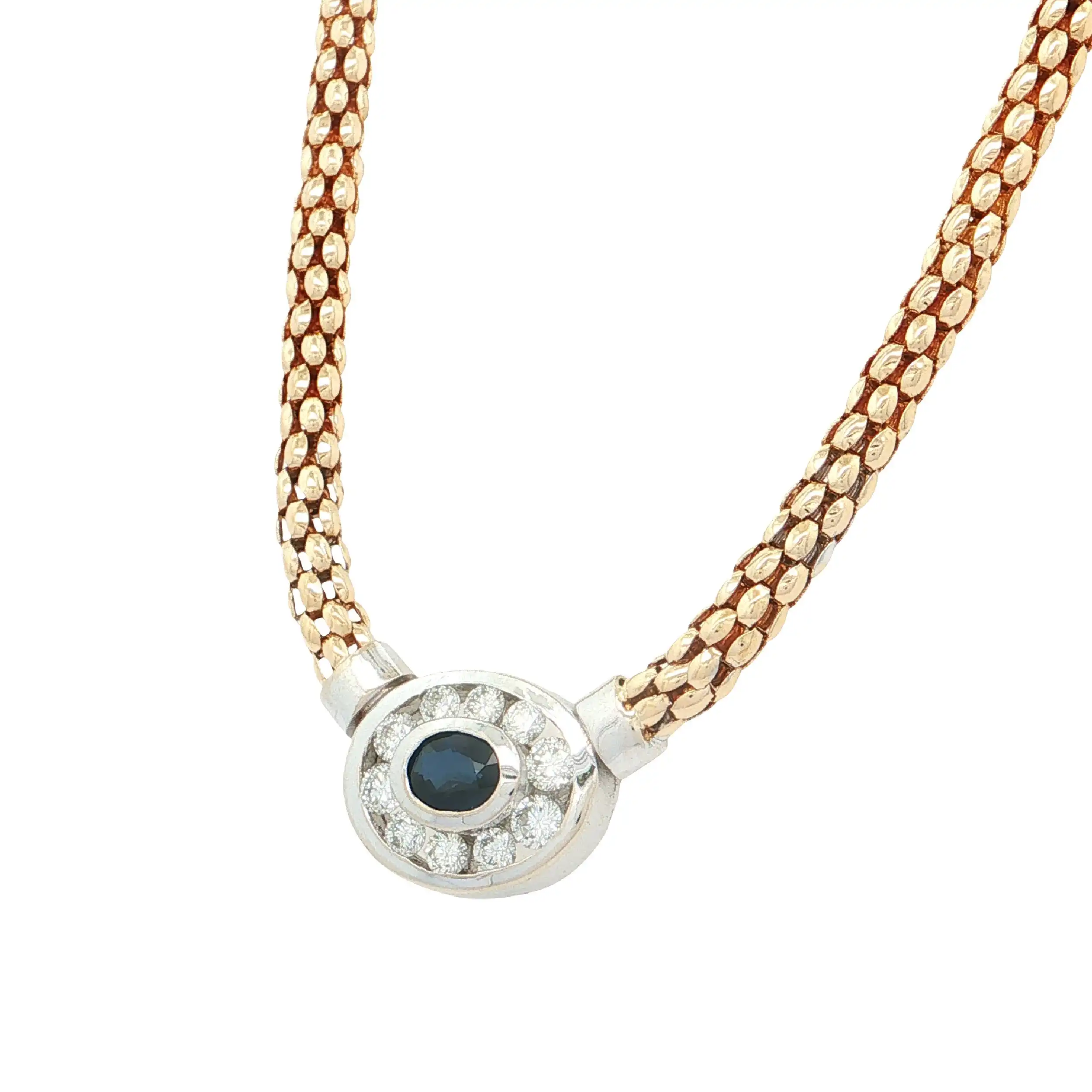 Himbeercollier Bicolor mit Saphir und Brillanten Himbeercollier Bicolor mit Saphir und Brillanten