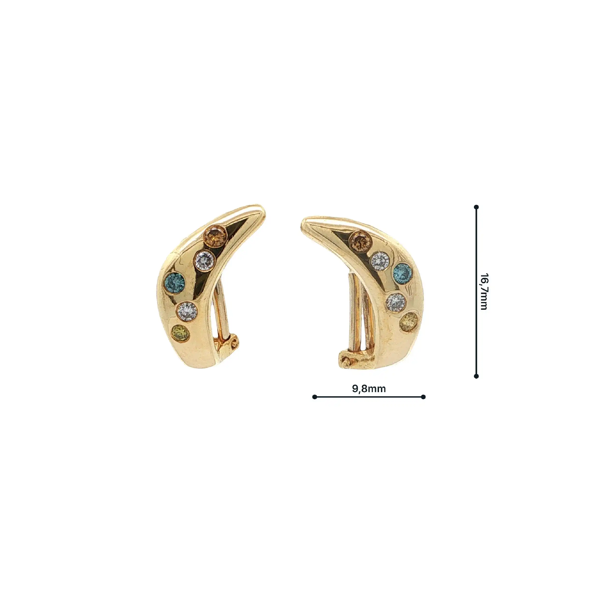 Ohrstecker/ Clipp Gelbgold mit Fancy-Diamonds