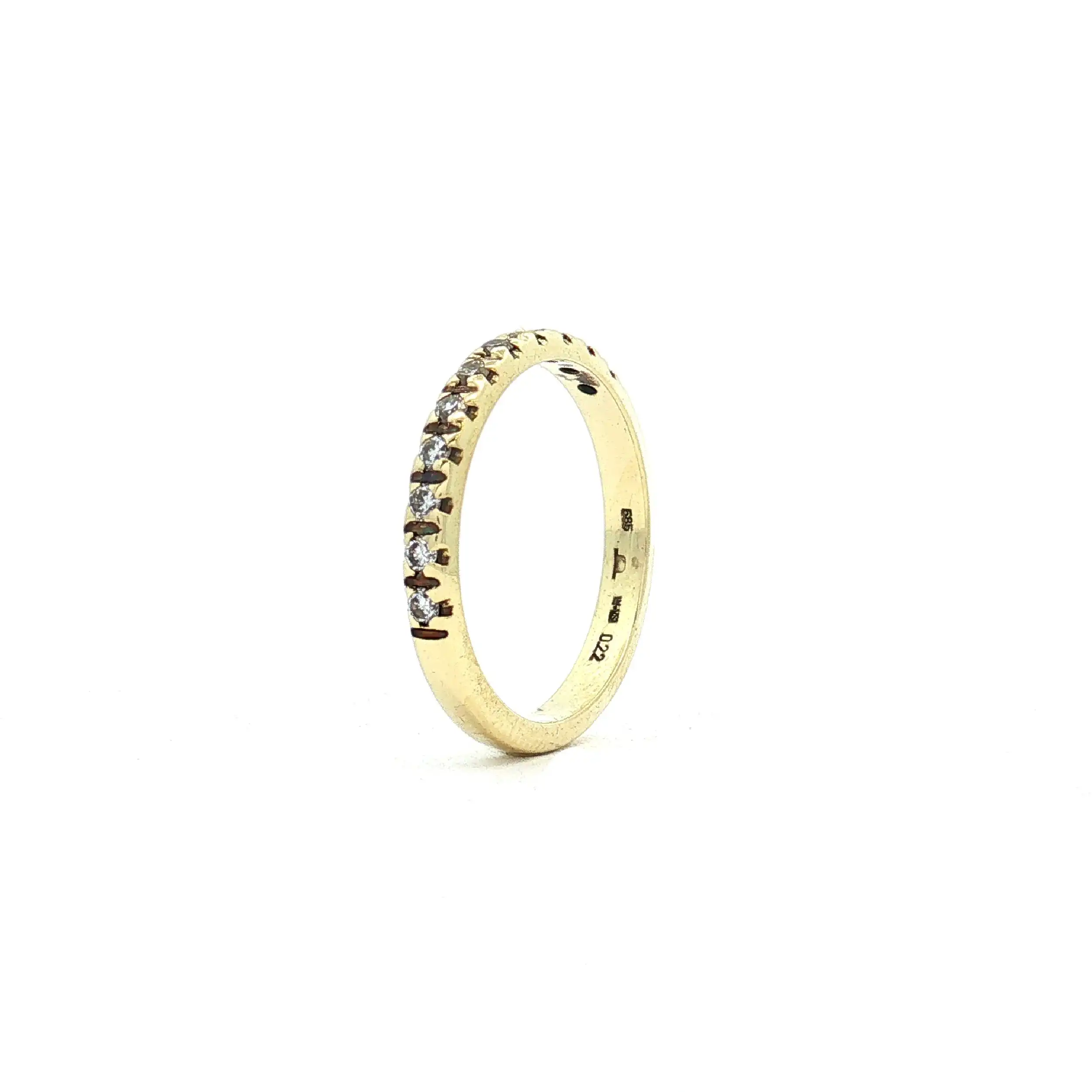 Halbmemoryring Gelbgold mit Brillanten, graviert mit 0,22ct