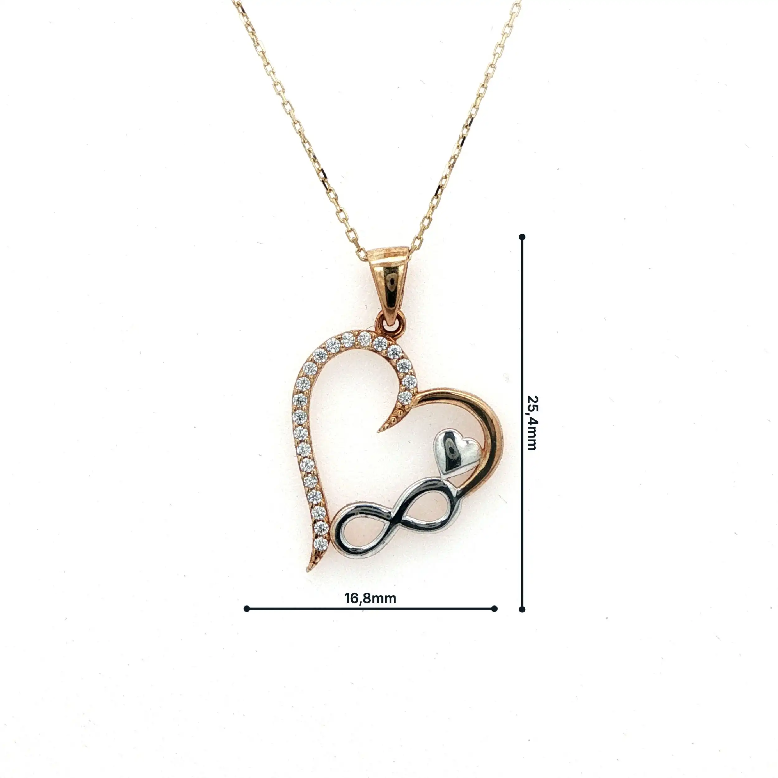 Kette Gelbgold mit Herzanhänger Bicolor mit Zirkonia Kette Gelbgold mit Herzanhänger Bicolor mit Zirkonia