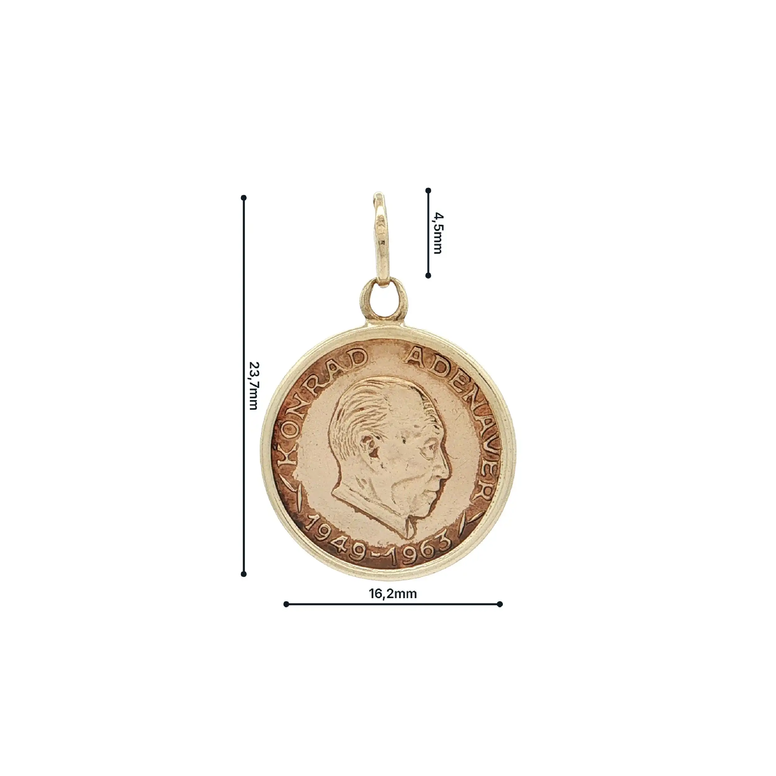 Anhänger Gelbgold mit Münze "Konrad Adenauer 1949-1963"