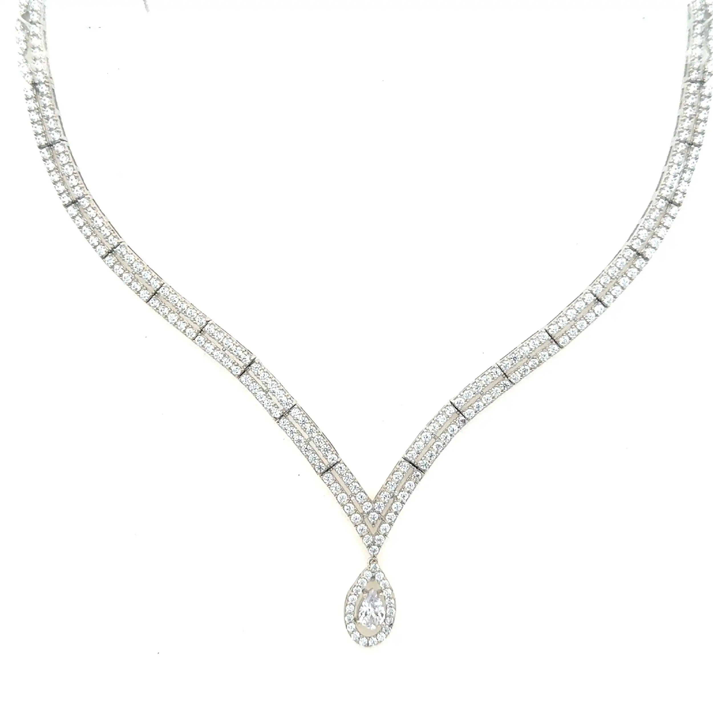 Collier Weißgold mit Zirkonia Steinen