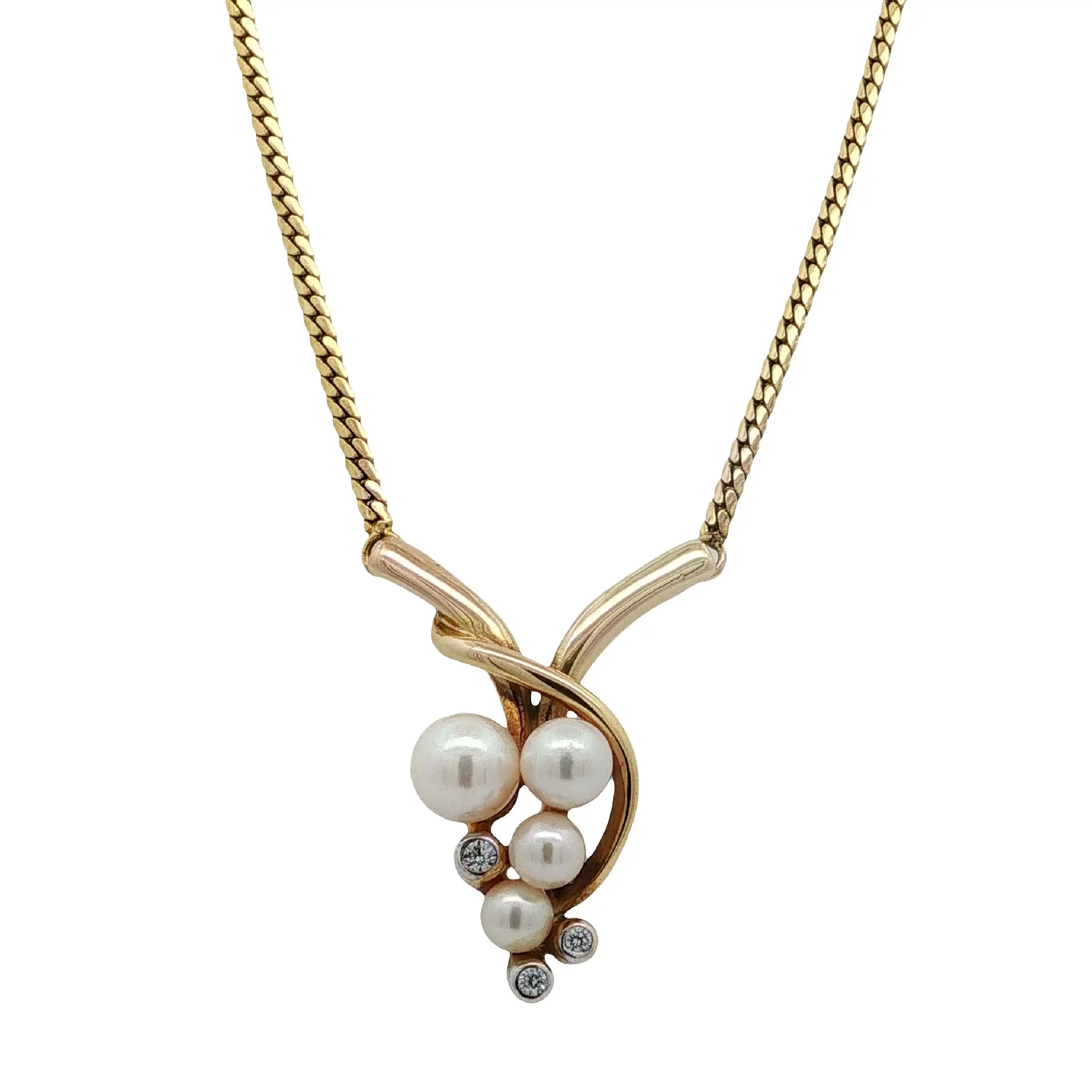 Collier Bicolor mit Perlen & Zirkonia Collier Bicolor mit Perlen & Zirkonia