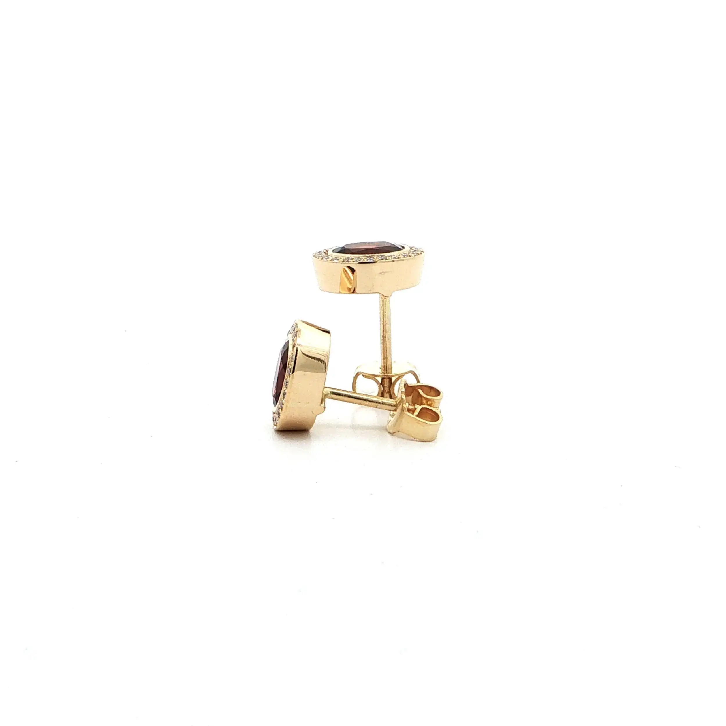 Ohrstecker Gelbgold mit Granat & Brillanten