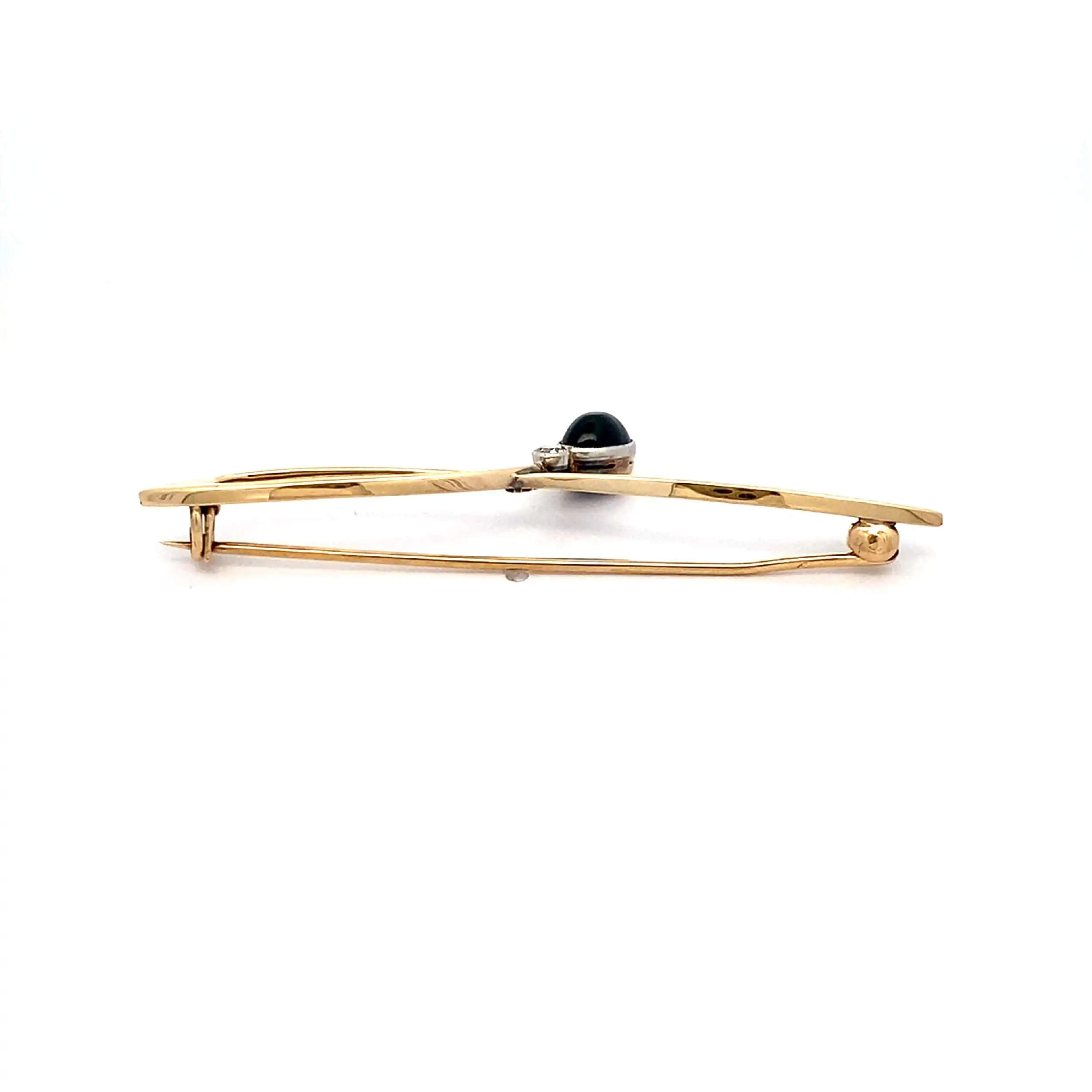 Brosche Bicolor mit Saphir und Brillant