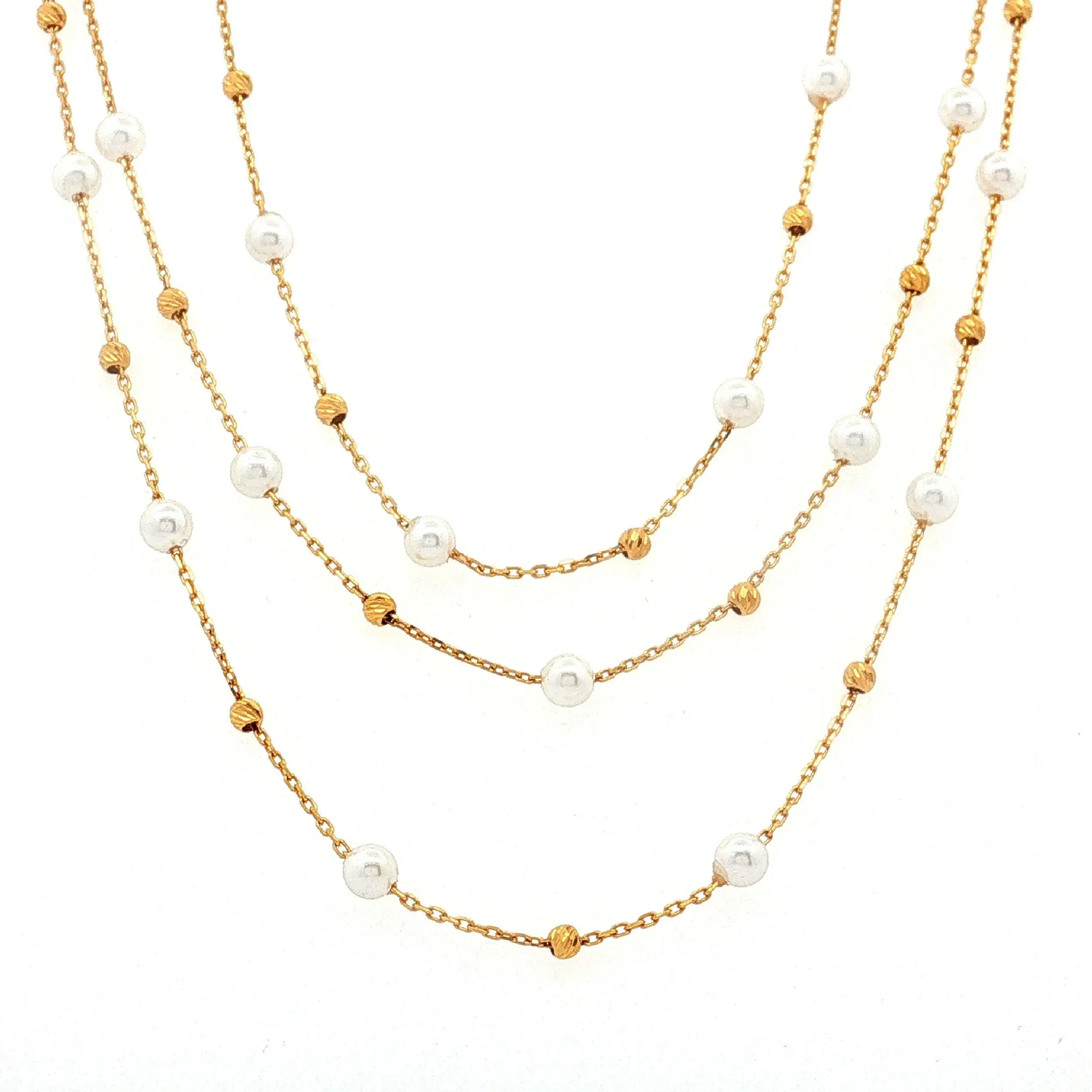 Kette Gelbgold 3-reihig mit Perlen Kette Gelbgold 3-reihig mit Perlen