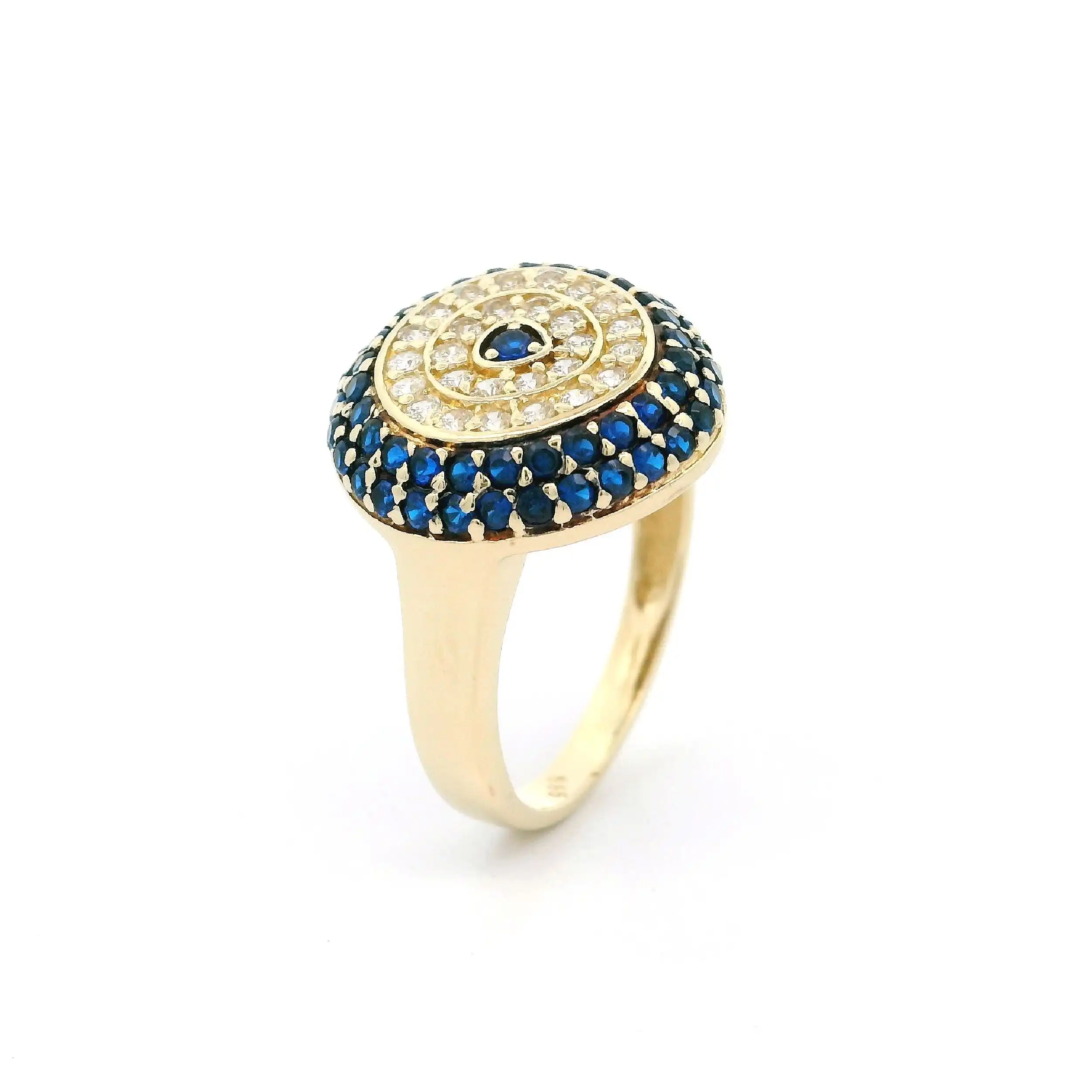 Ring Gelbgold mit blauen Farbsteinen & Zirkonia Ring Gelbgold mit blauen Farbsteinen & Zirkonia