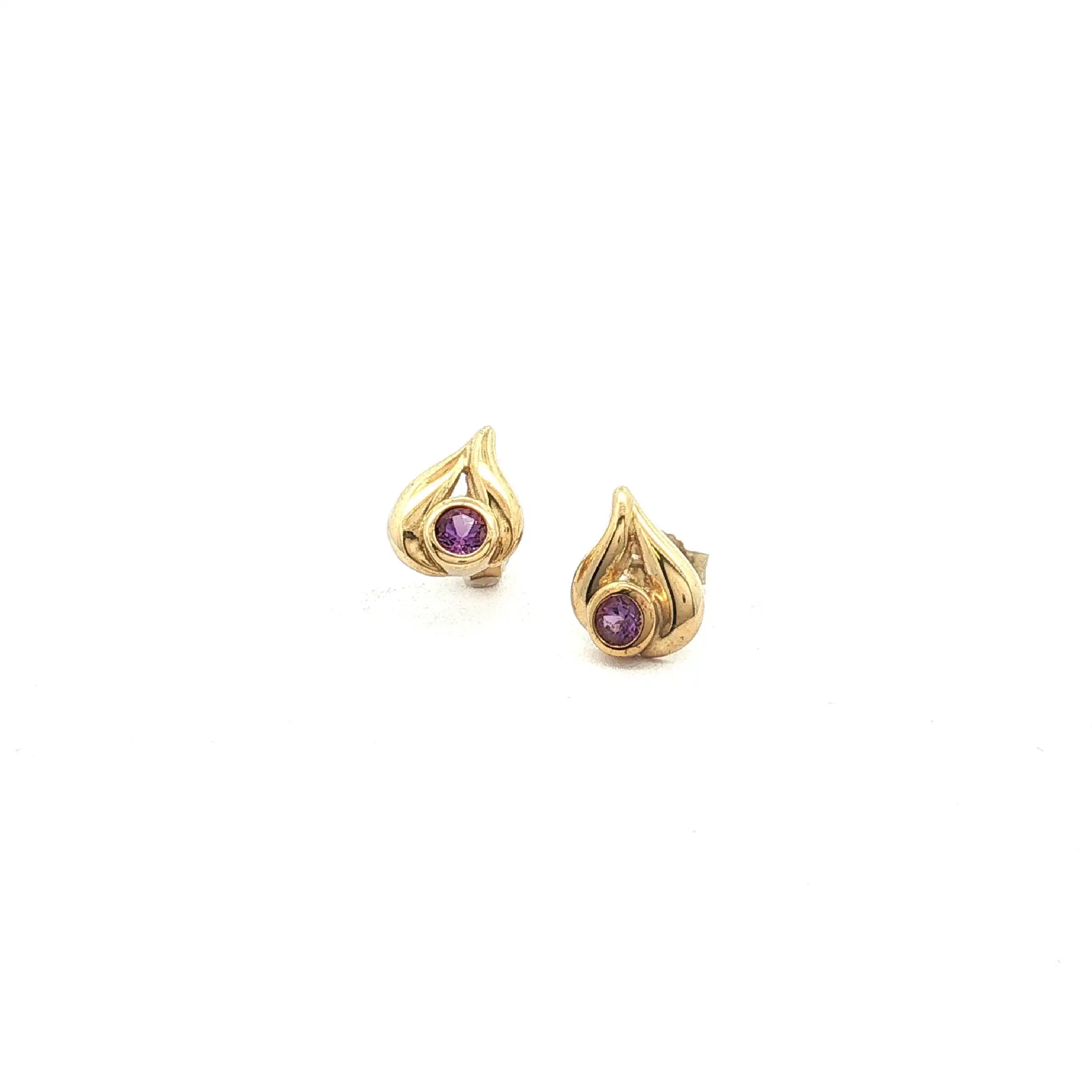 Paar Ohrstecker Gelbgold mit Amethyst