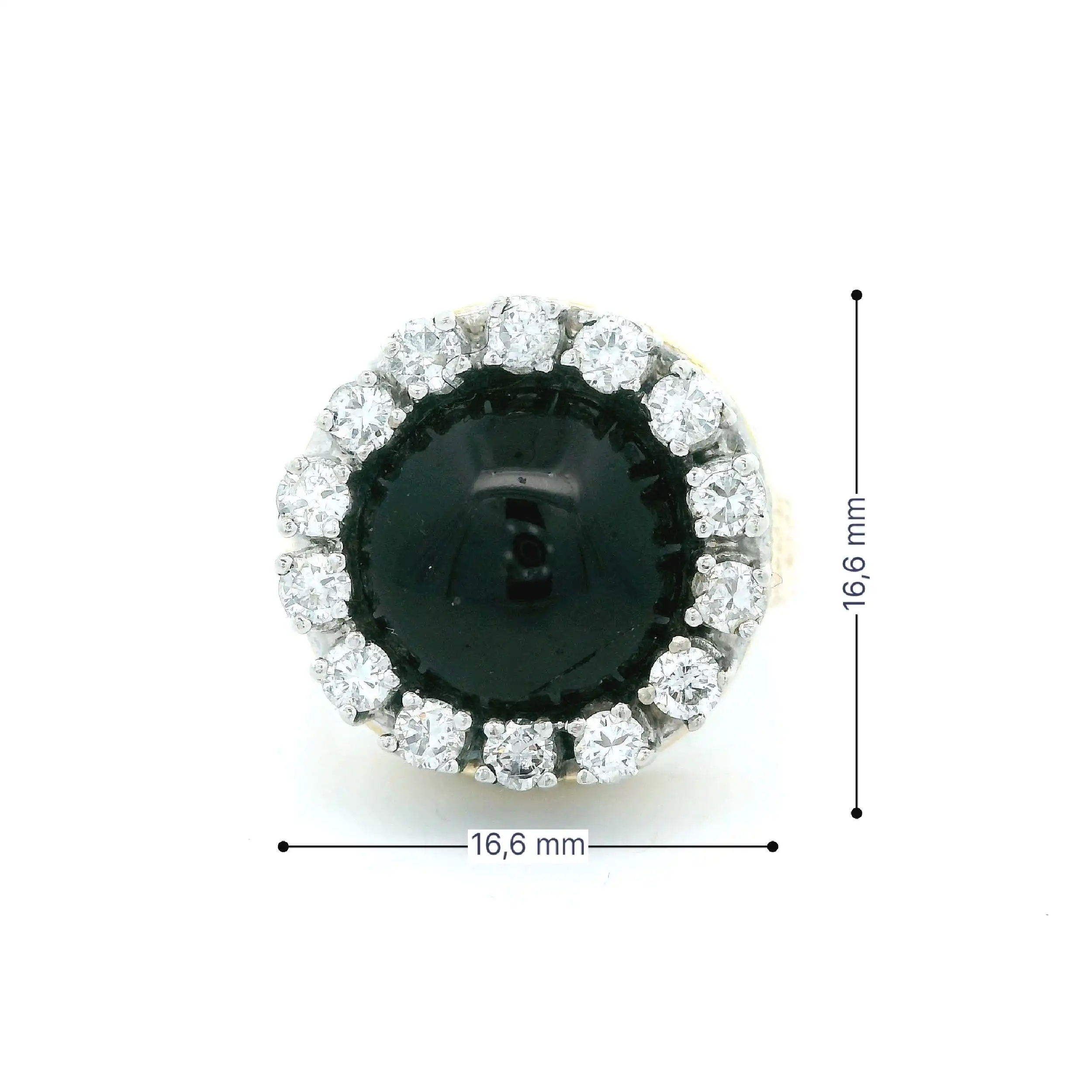 Ring Bicolor mit Onyx Cabochon und Brillanten Ring Bicolor mit Onyx Cabochon und Brillanten