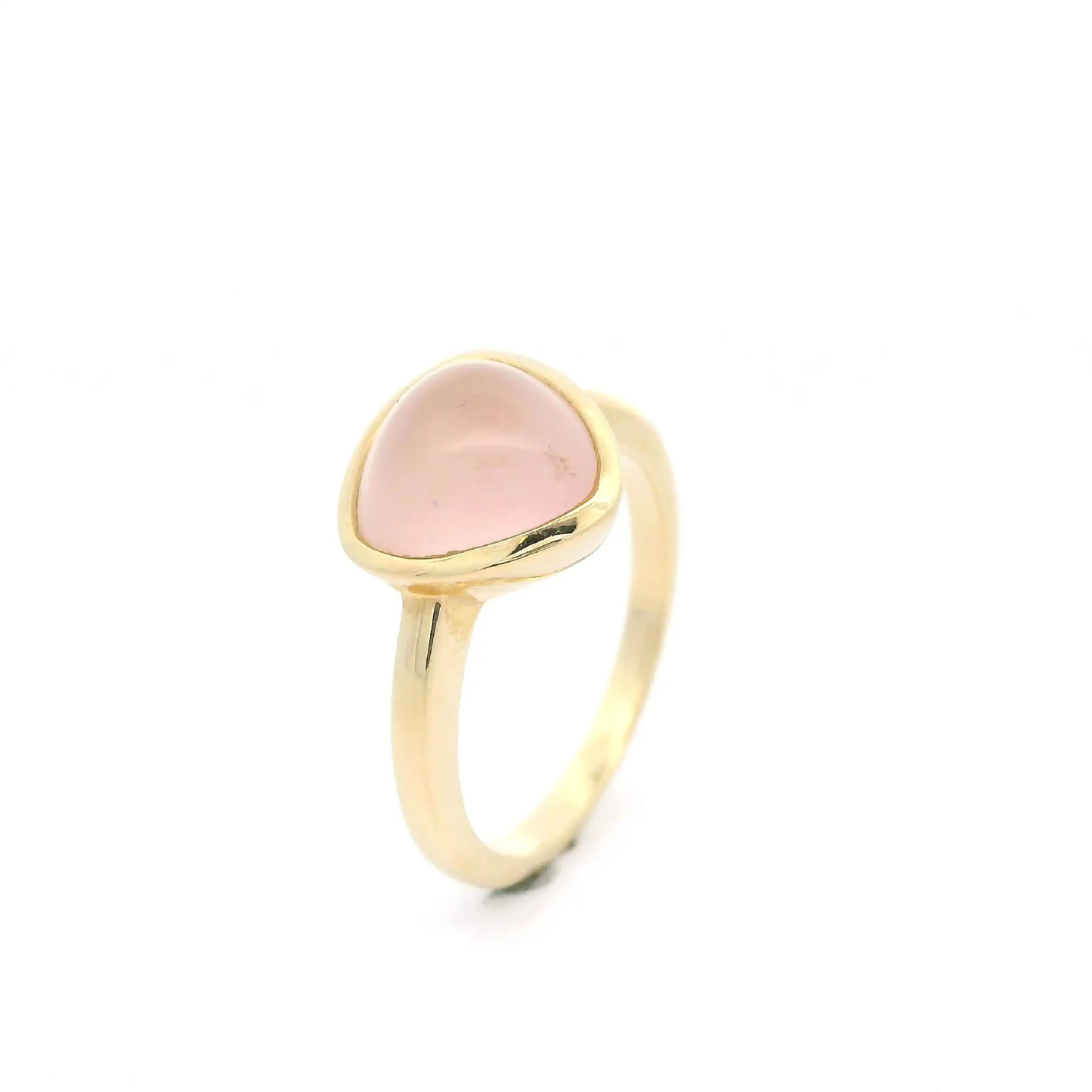 Ring Gelbgold mit Rosenquarz Cabochon