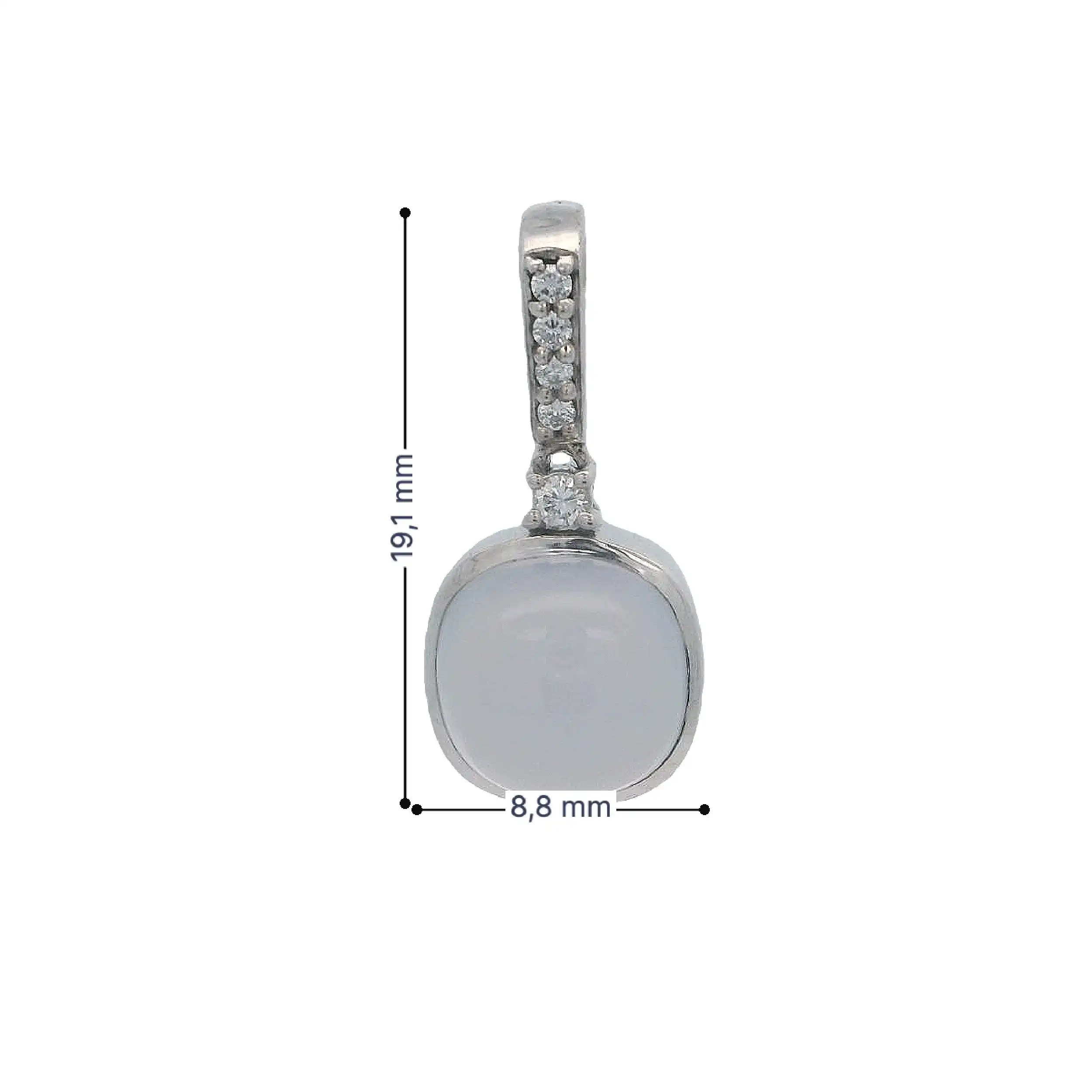Anhänger Weißgold mit Chalcedon Cabochon und Brillanten