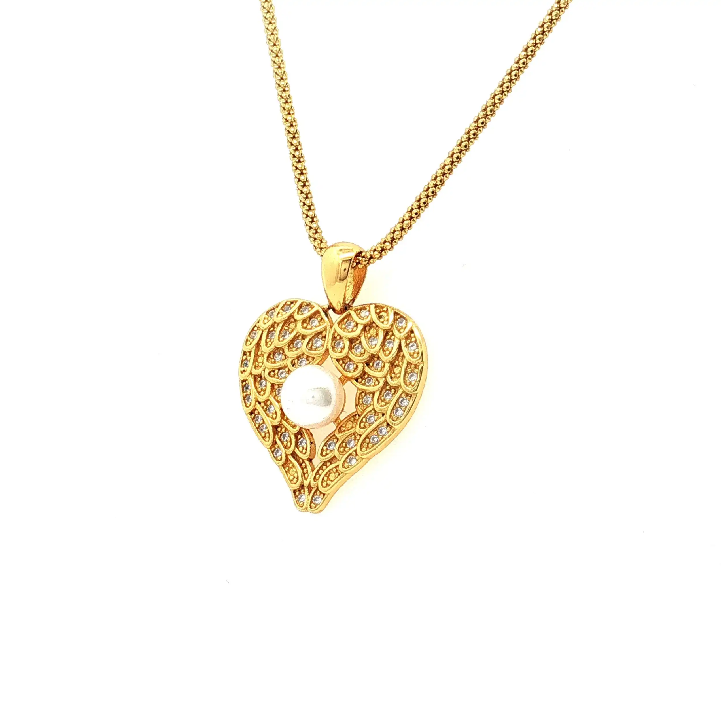 Kette mit Anhänger Perle und Zirkoniabesatz Kette mit Anhänger Perle und Zirkoniabesatz