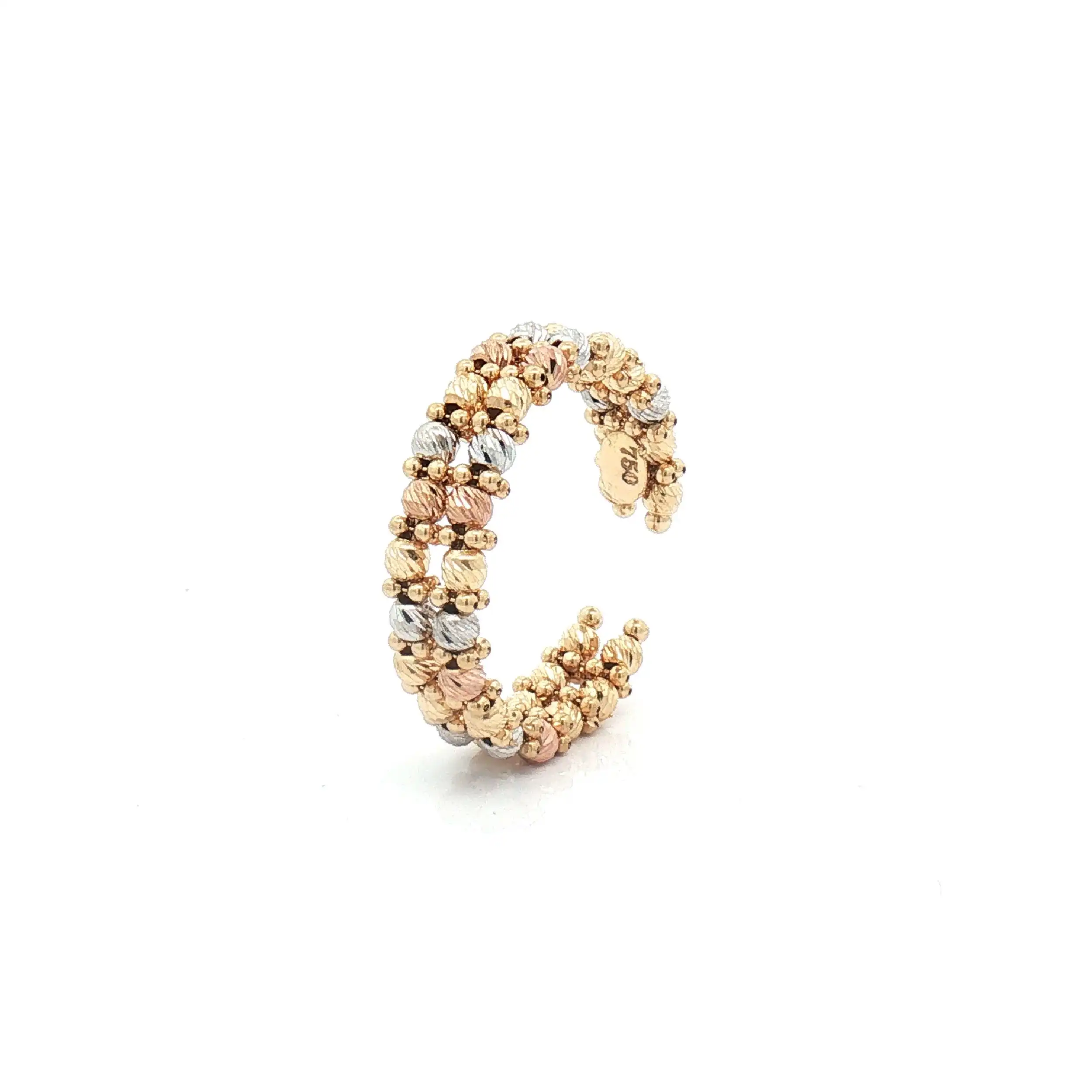 Ring Tricolor mit diamantierten Kugeln