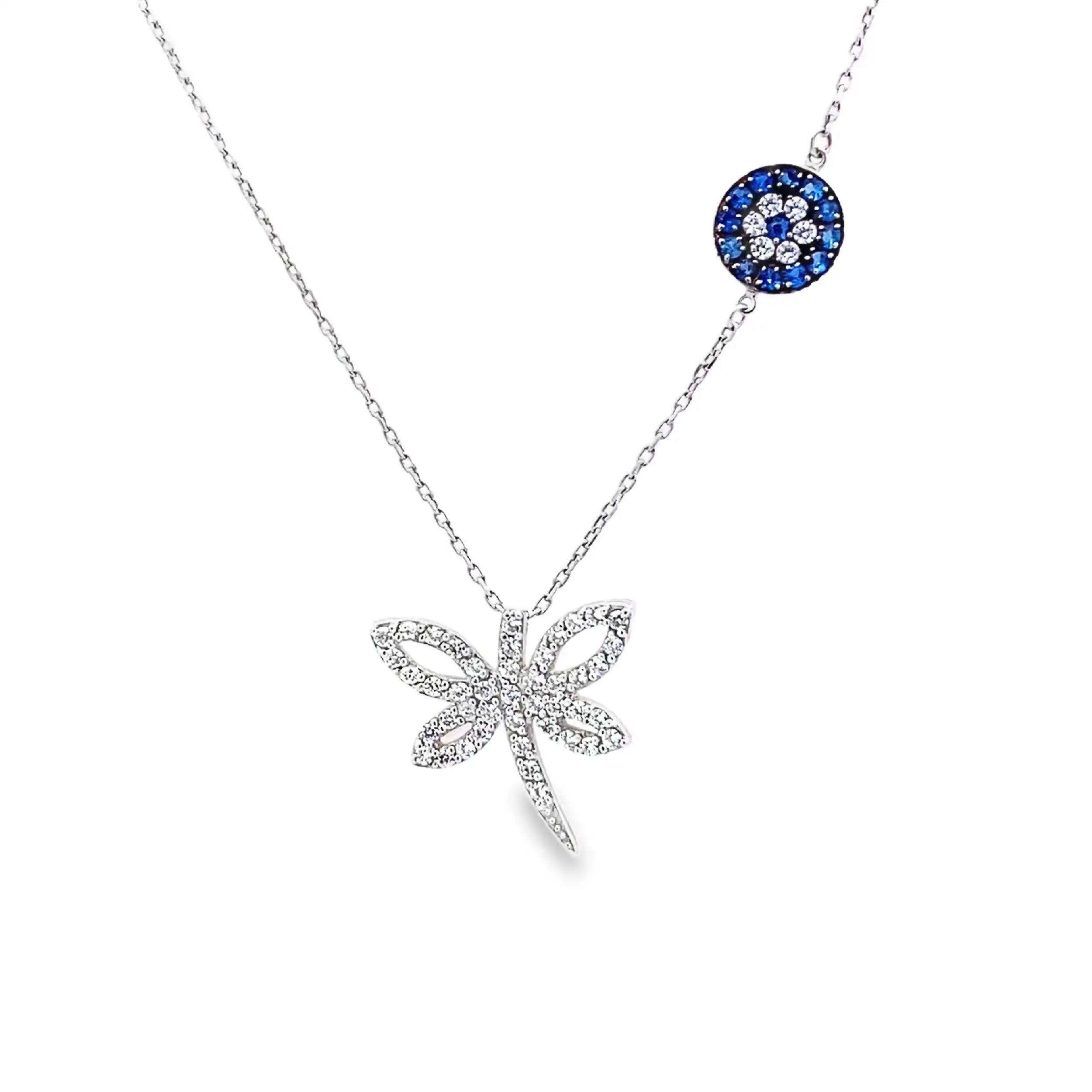 Kette Weißgold mit Anhänger Libelle mit Zirkonia