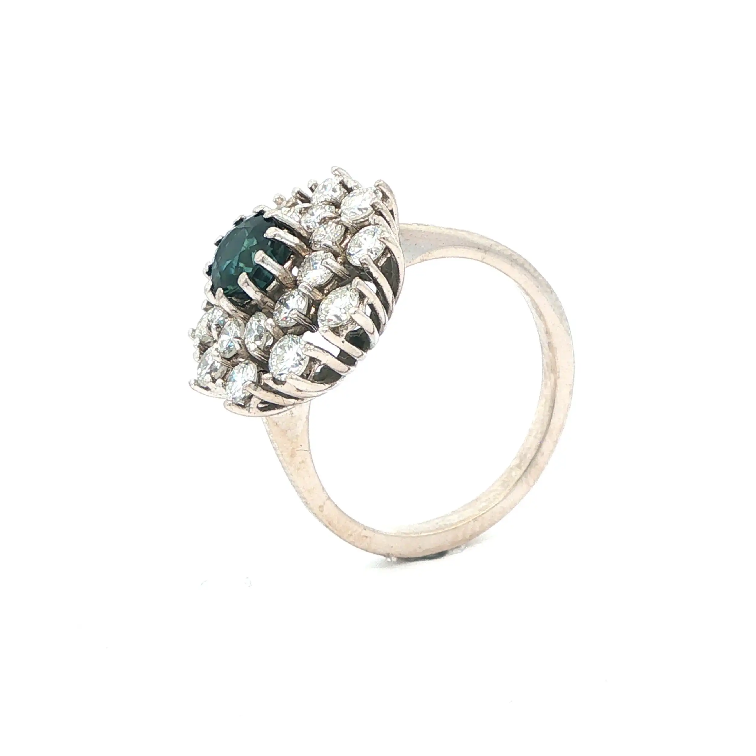 Ring Weißgold mit Brillanten und Saphir