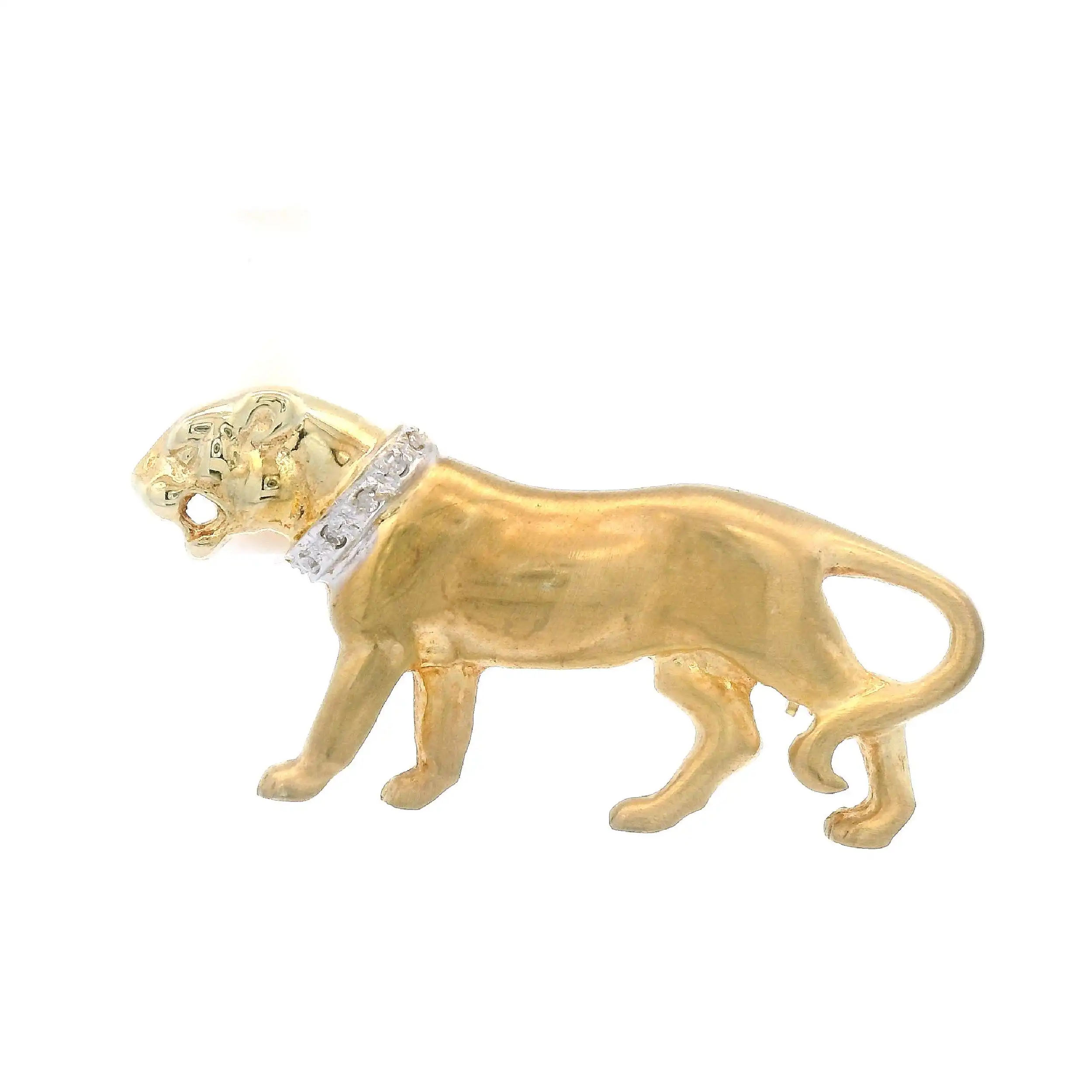 Brosche/ Anhänger Gelbgold Panther mit Diamanten