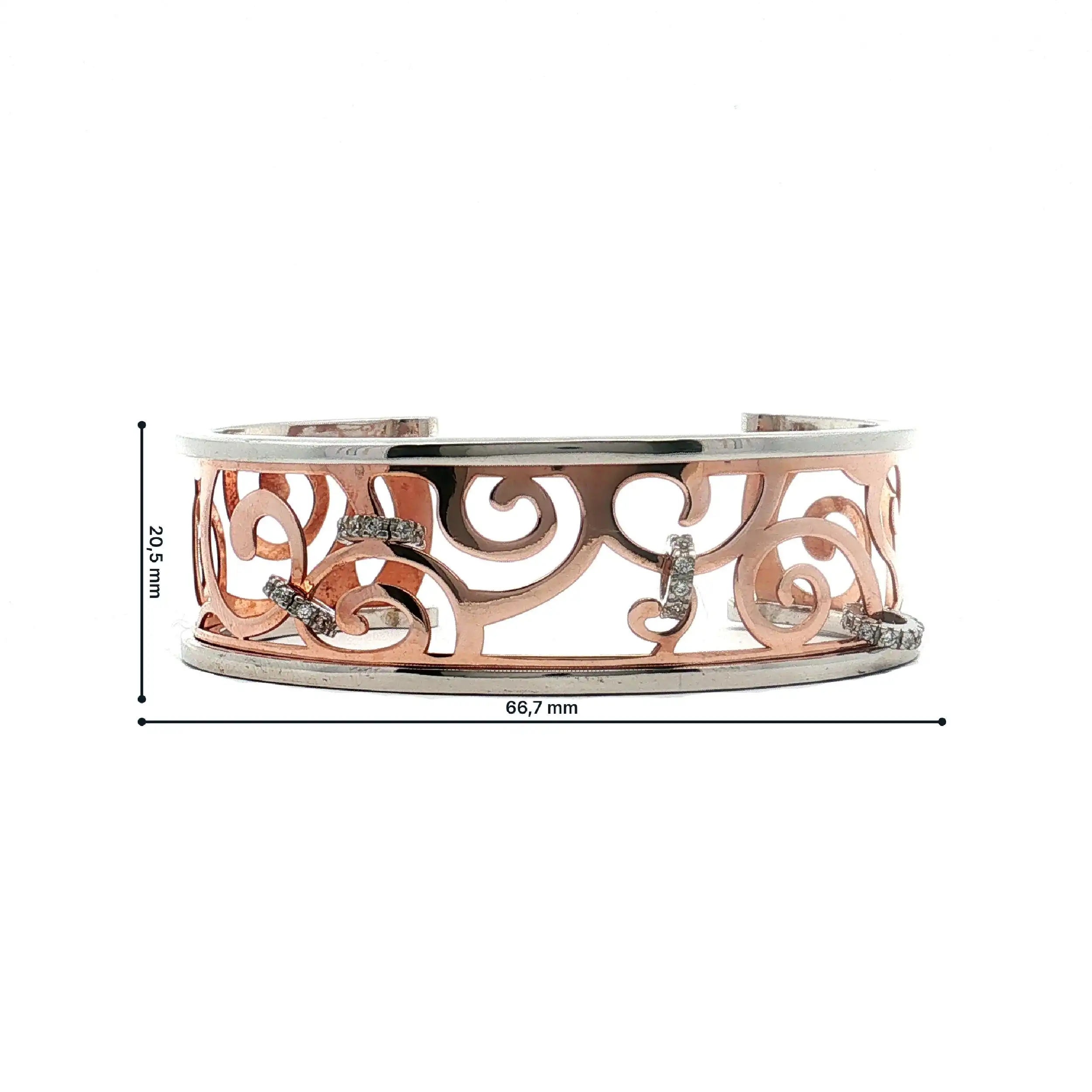 Armreif Silber teilvergoldet mit Zirkonia