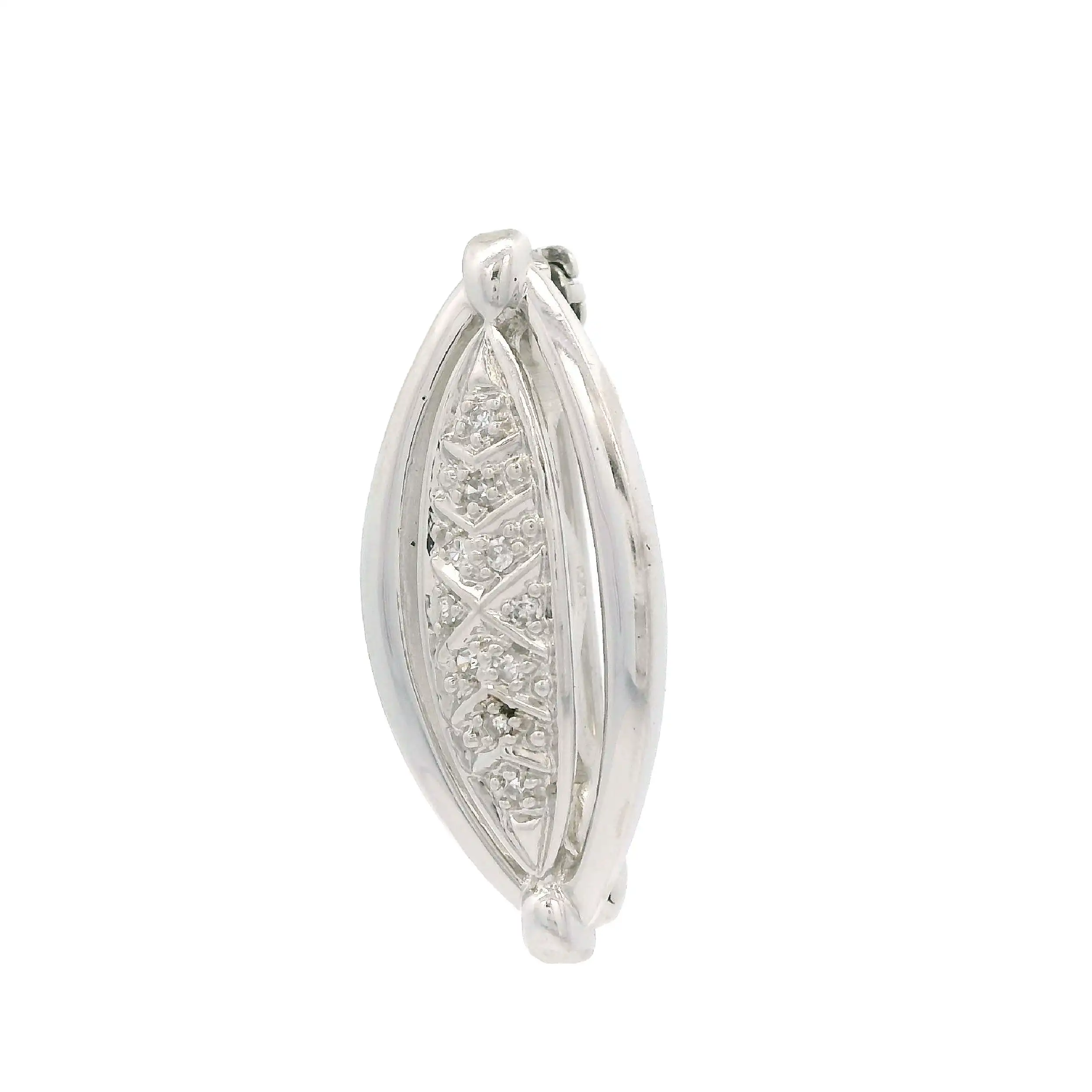 Brosche Weißgold mit Diamanten, graviert mit 0,07ct. Brosche Weißgold mit Diamanten, graviert mit 0,07ct.