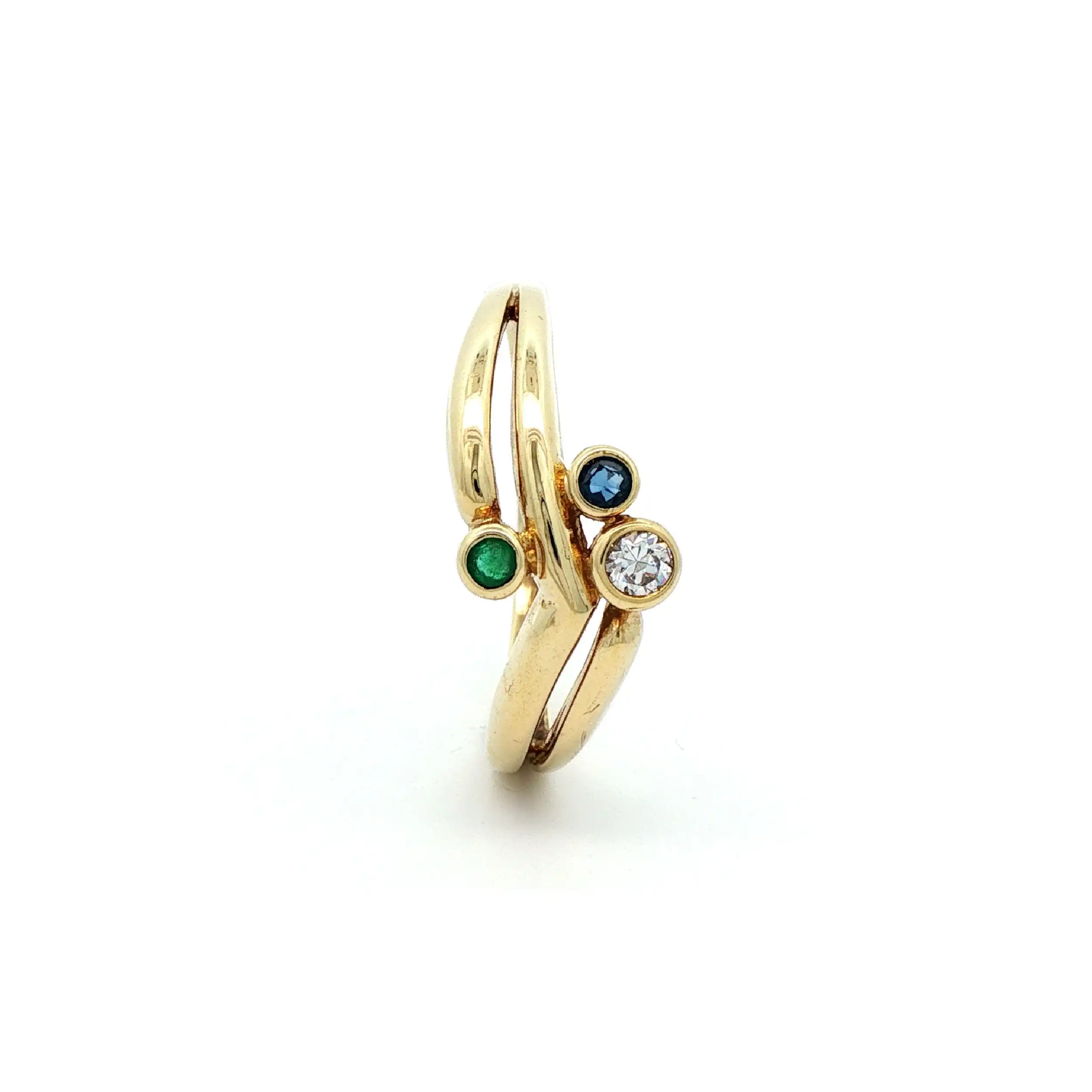 Ring Gelbgold mit Farbsteinen und Zirkonia