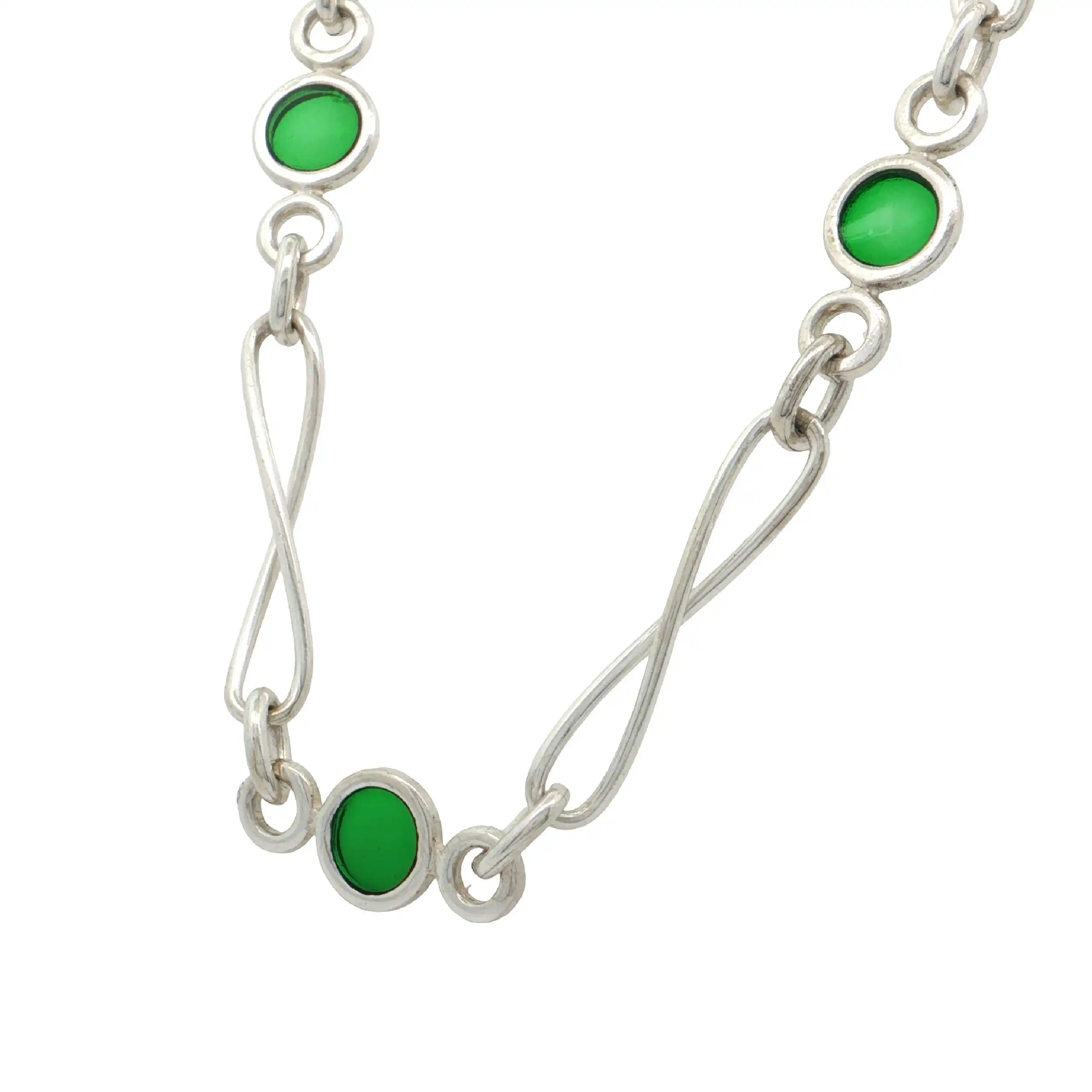 Kette Silber mit grünen Glassteinen Kette Silber mit grünen Glassteinen