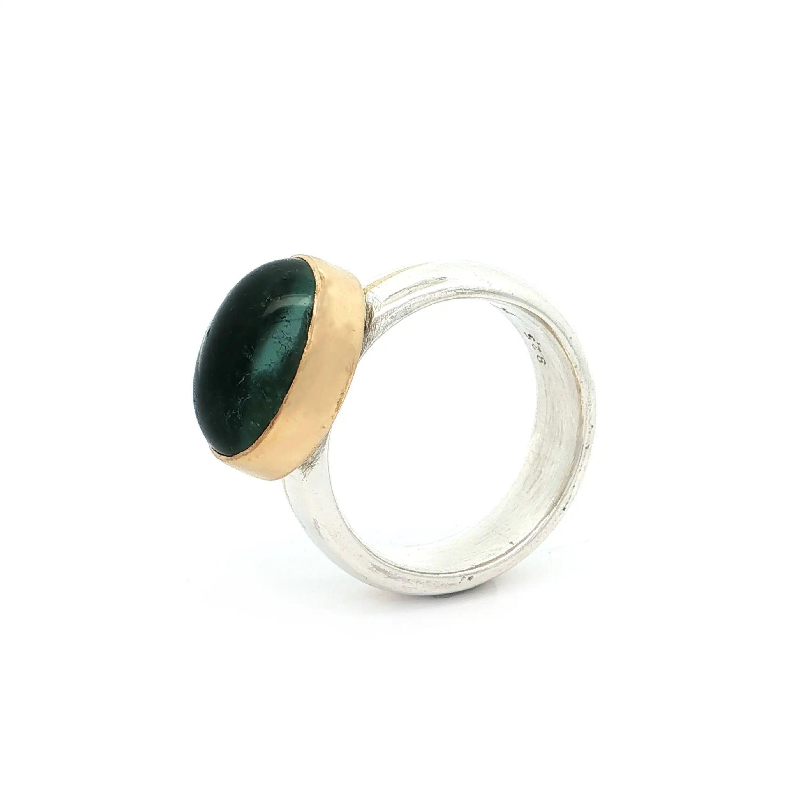 Ring Silber Gold mit Beryllcabochon