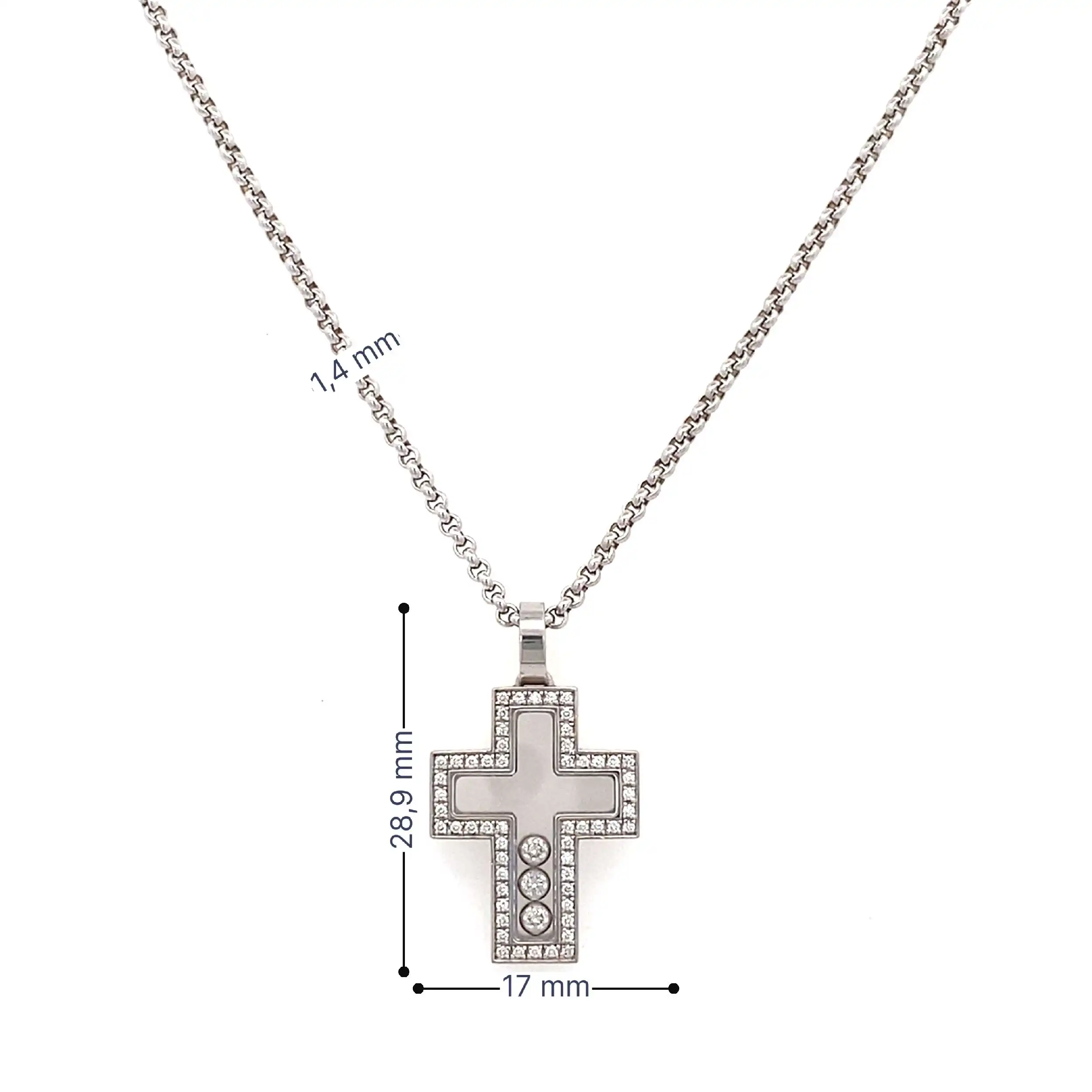 Kette mit Anhänger Kreuz Weißgold Chopard Happy Diamonds mit Box und Papieren Kette mit Anhänger Kreuz Weißgold Chopard Happy Diamonds mit Box und Papieren