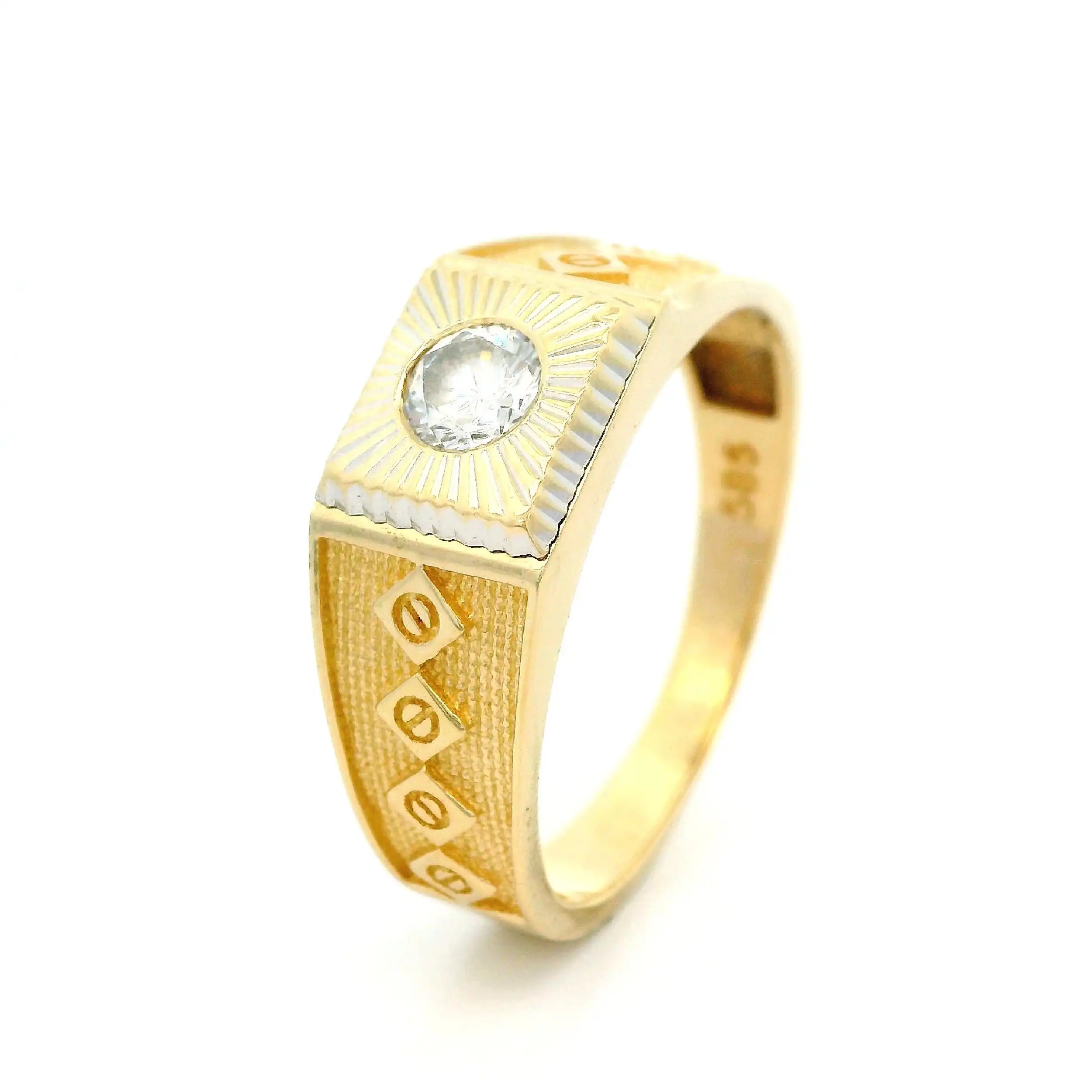 Herrenring Gelbgold mit Zirkonia Herrenring Gelbgold mit Zirkonia