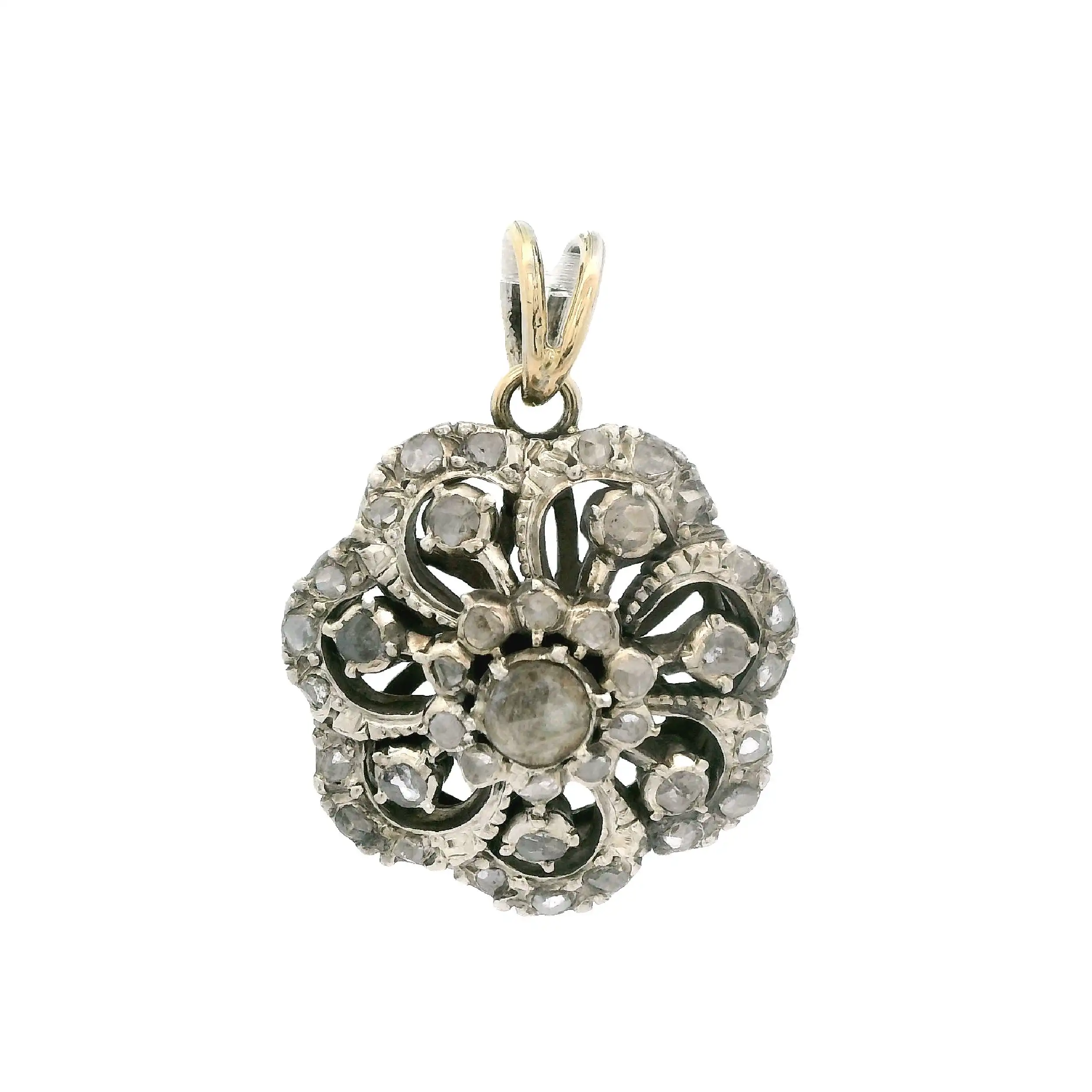 Anhänger Bicolor Blume mit rosen Diamanten Anhänger Bicolor Blume mit rosen Diamanten