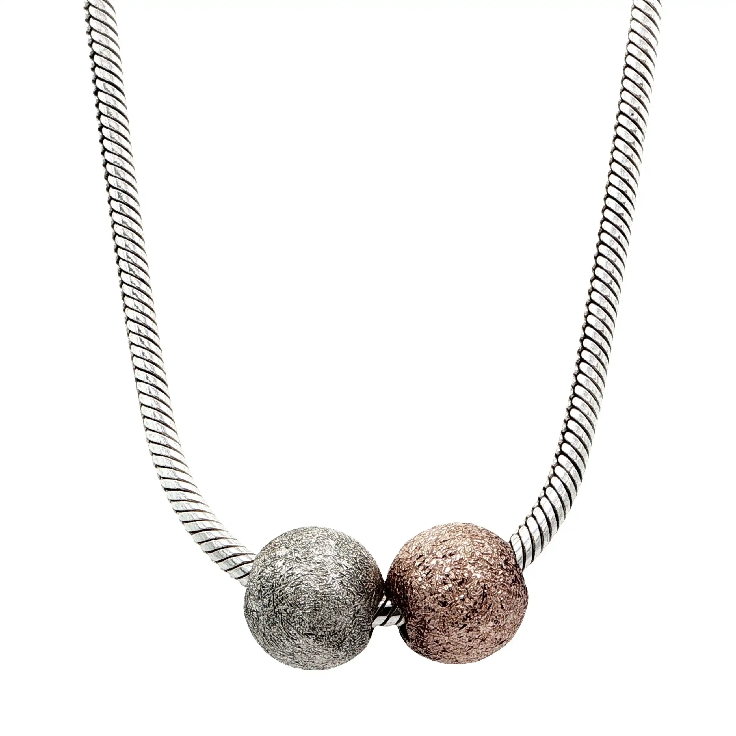 Schlangenkette Silber mit Anhänger Kugeln