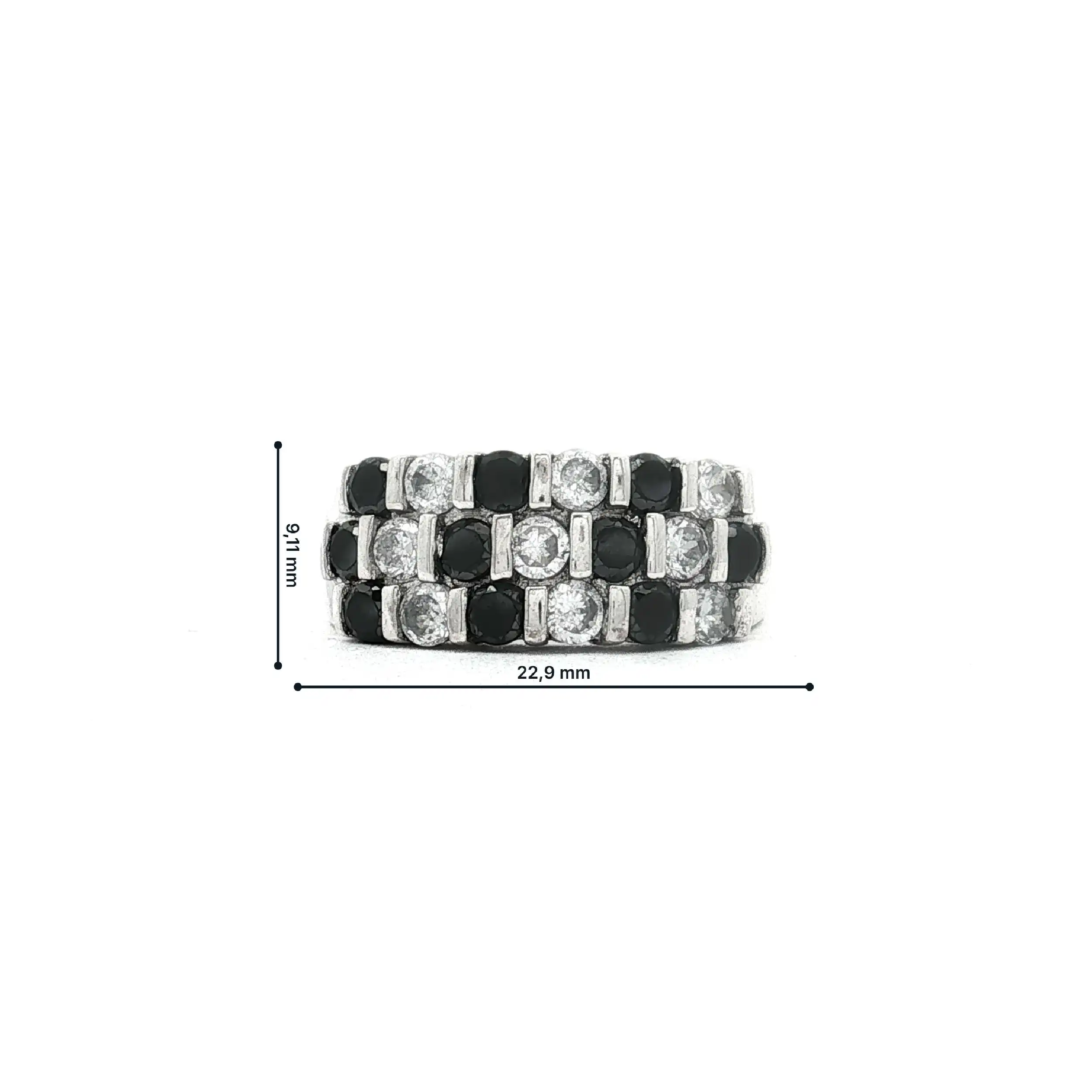 Ring Silber mit schwarzen und weißen Zirkonia Ring Silber mit schwarzen und weißen Zirkonia