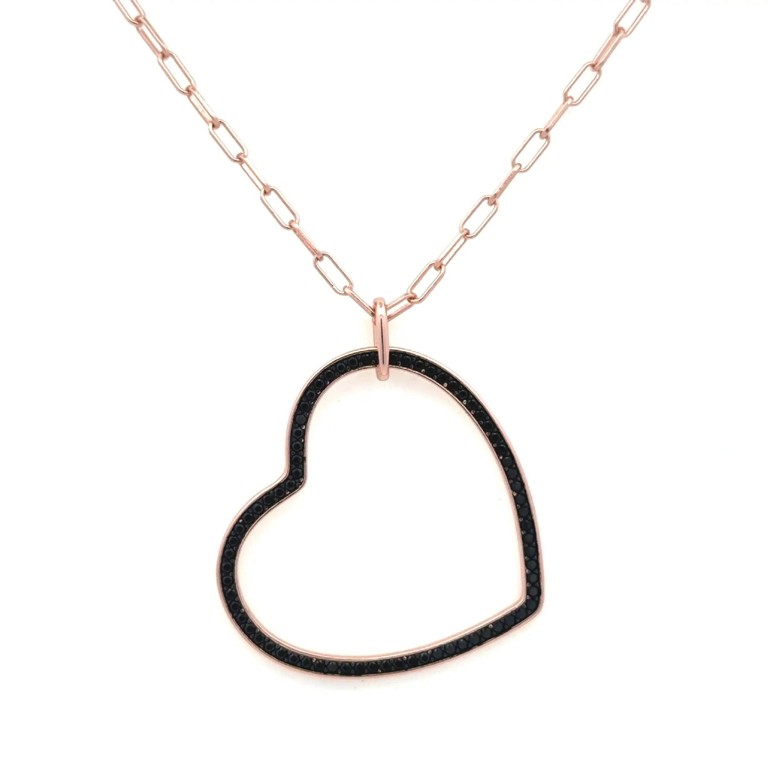 Collier Silber rose vergoldet mit Herzanhänger mit 73 Zirkonia Collier Silber rose vergoldet mit Herzanhänger mit 73 Zirkonia
