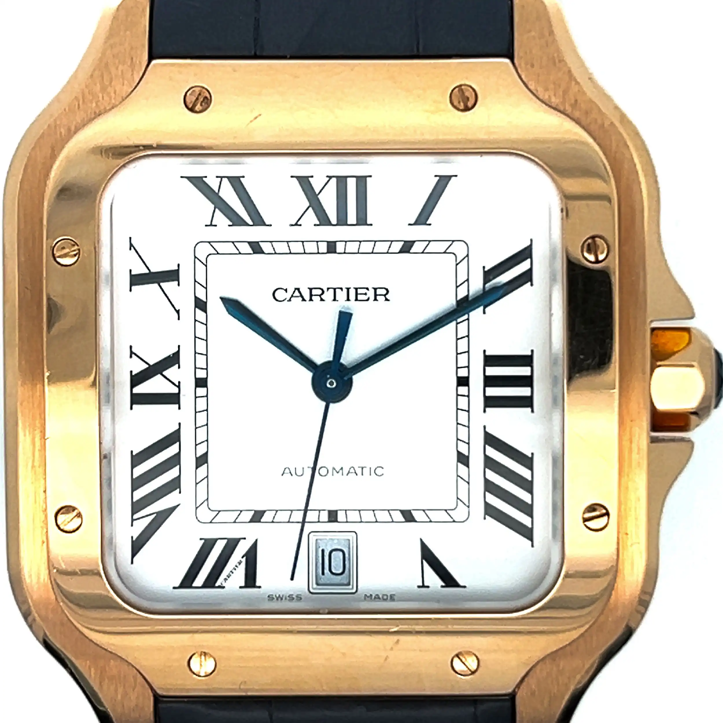 Herrenuhr Cartier Santos large Rosegold Fullset - plus 2 Ersatzbänder -