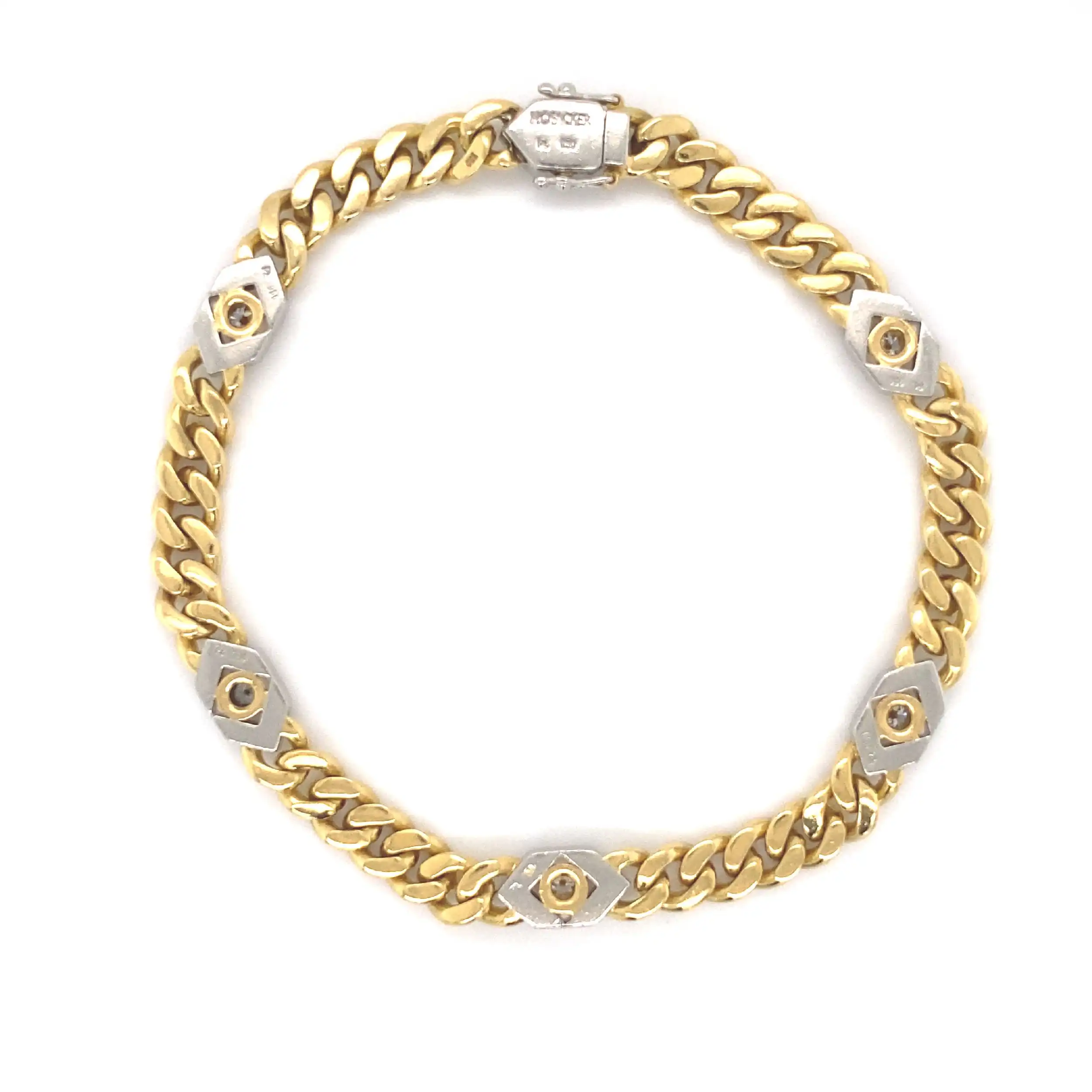 Panzerarmband Bicolor 750/950Pt mit Brillanten